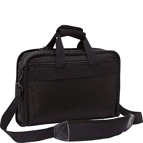 A.Saks Ballistic Nylon Organizer Briefcase With Laptop Compartment in Black