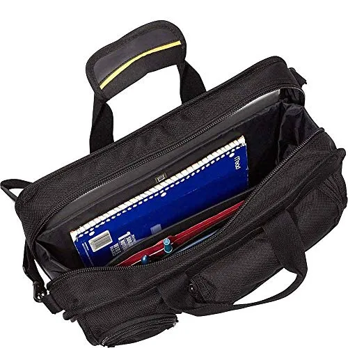 A.Saks Ballistic Nylon Organizer Briefcase With Laptop Compartment in Black