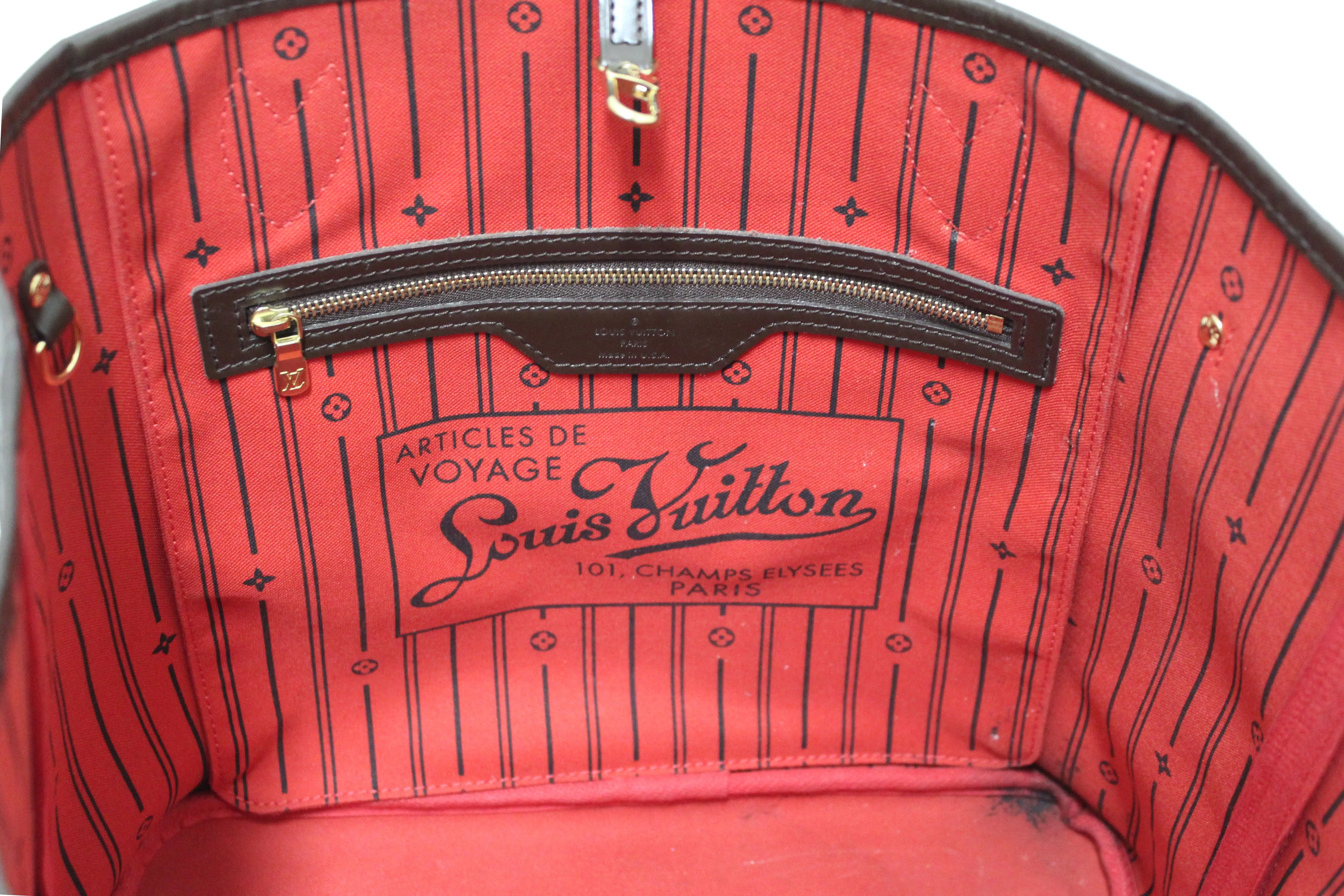 Authentic Louis Vuitton Damier Ebene Neverfull MM Shoulder Bag