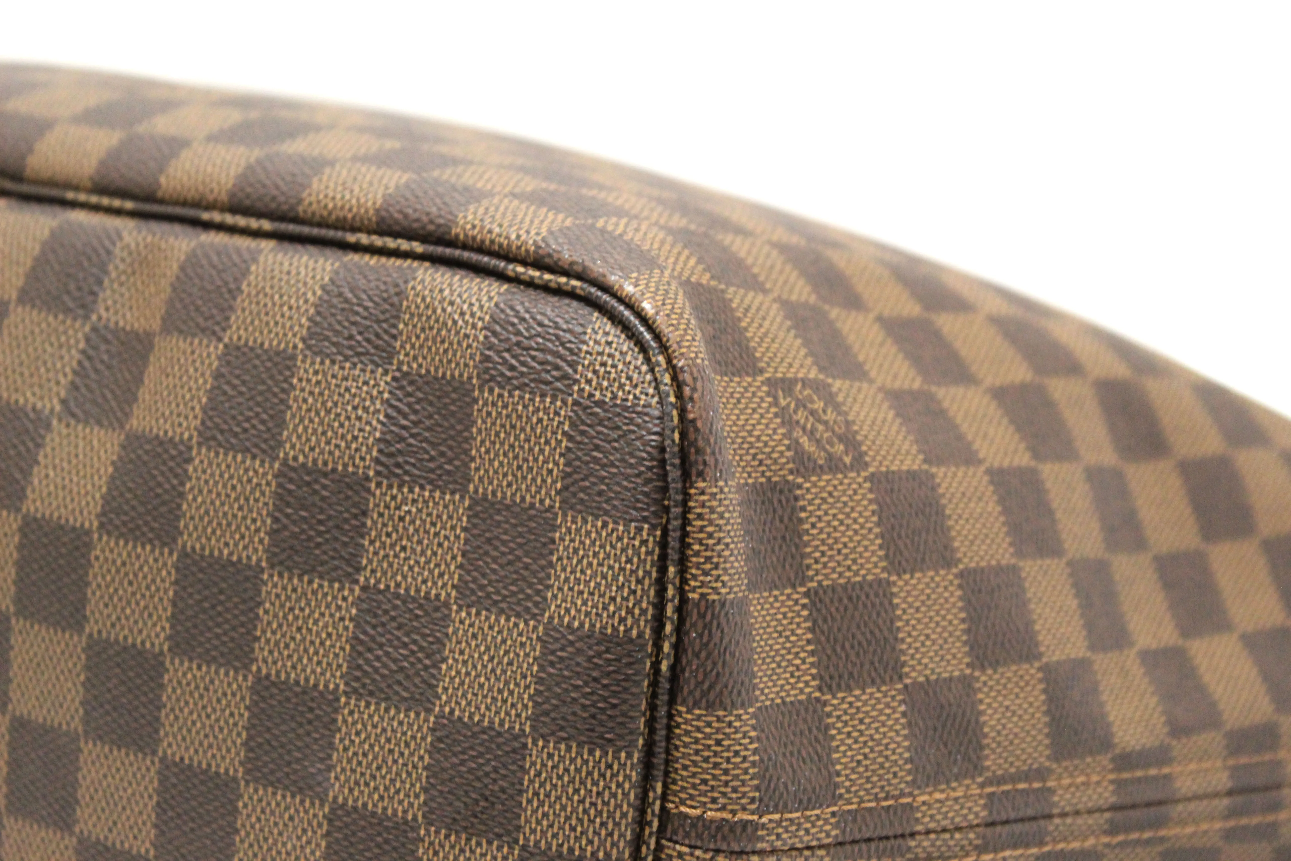 Authentic Louis Vuitton Damier Ebene with Rose Pink Neverfull MM Shoulder Bag
