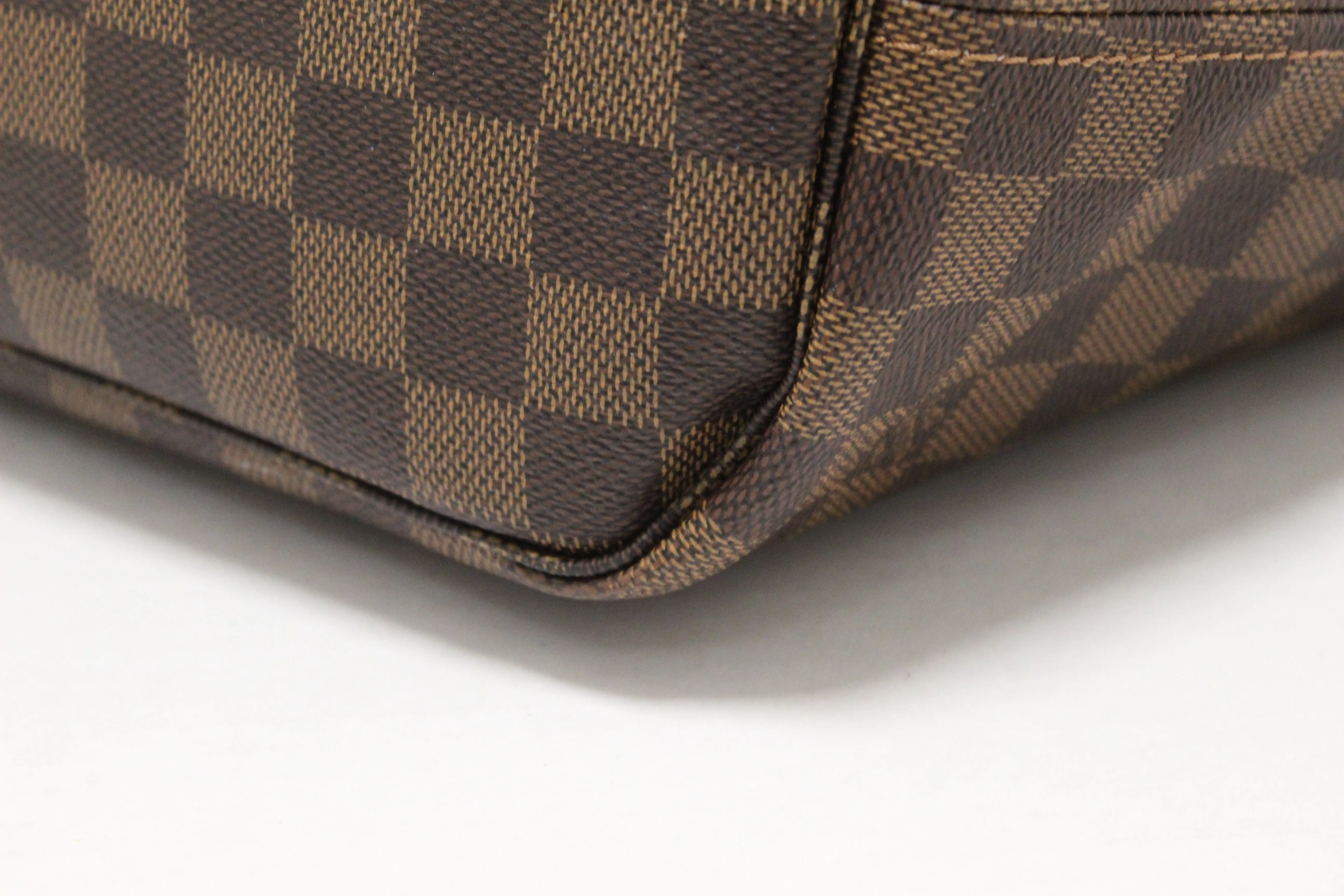 Authentic Louis Vuitton Damier Ebene with Rose Pink Neverfull MM Shoulder Bag