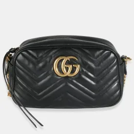 Black Matelasse Leather Small GG Marmont Chain Bag Bag