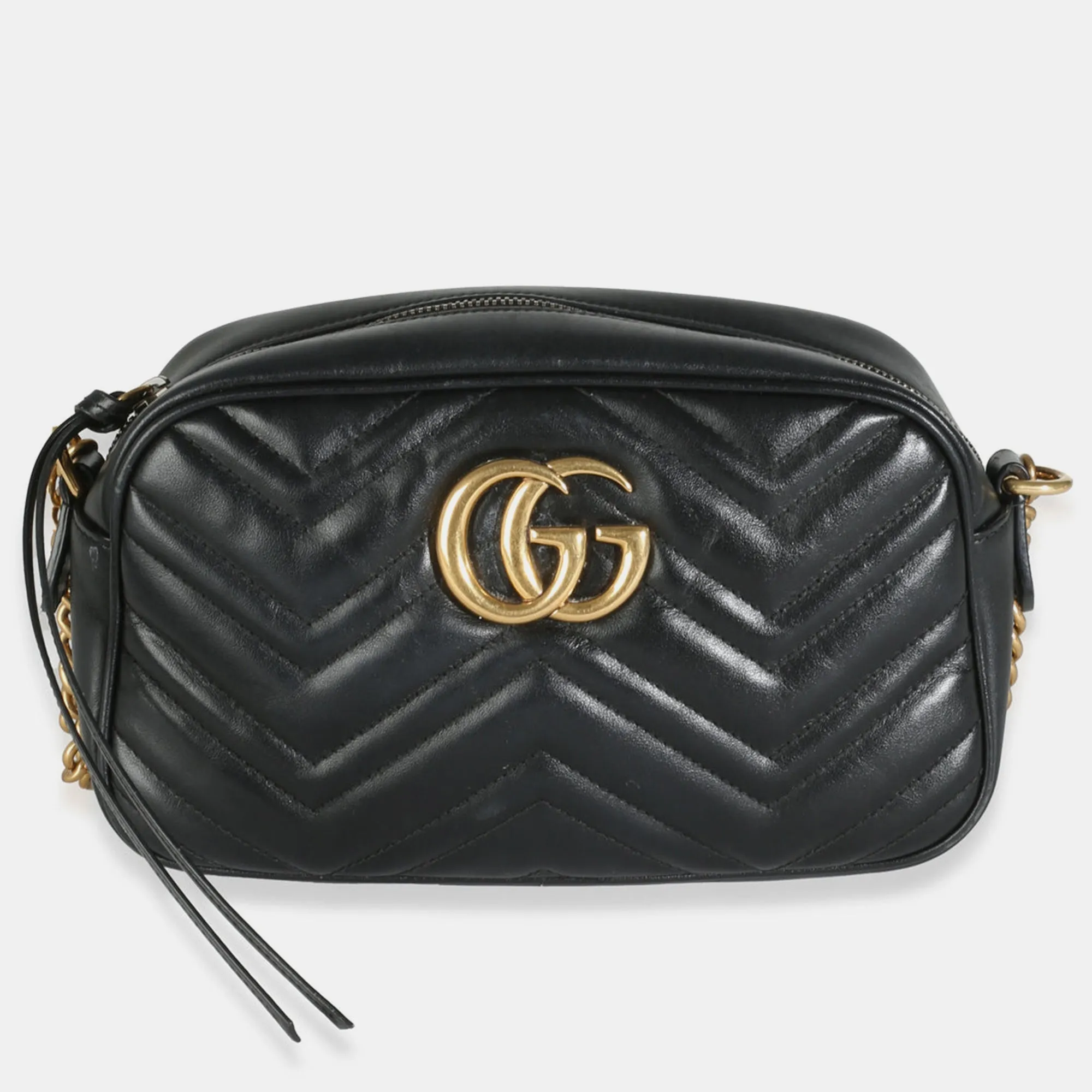 Black Matelasse Leather Small GG Marmont Chain Bag Bag