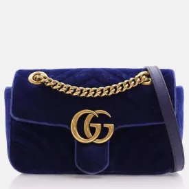 Blue Velvet Mini GG Marmont Shoulder Bag