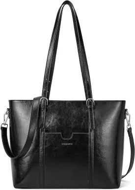 BOSTANTEN Womens Leather Laptop Tote Office Shoulder Handbag Vintage Briefcase 15.6 inch Computer Work Purse