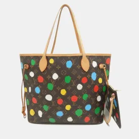 Brown Monogram Canvas Yayoi Kusama Painted Dots Neverfull MM Tote Bag