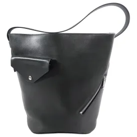 Celine Dark Forest Green Leather Biker Bucket Bag
