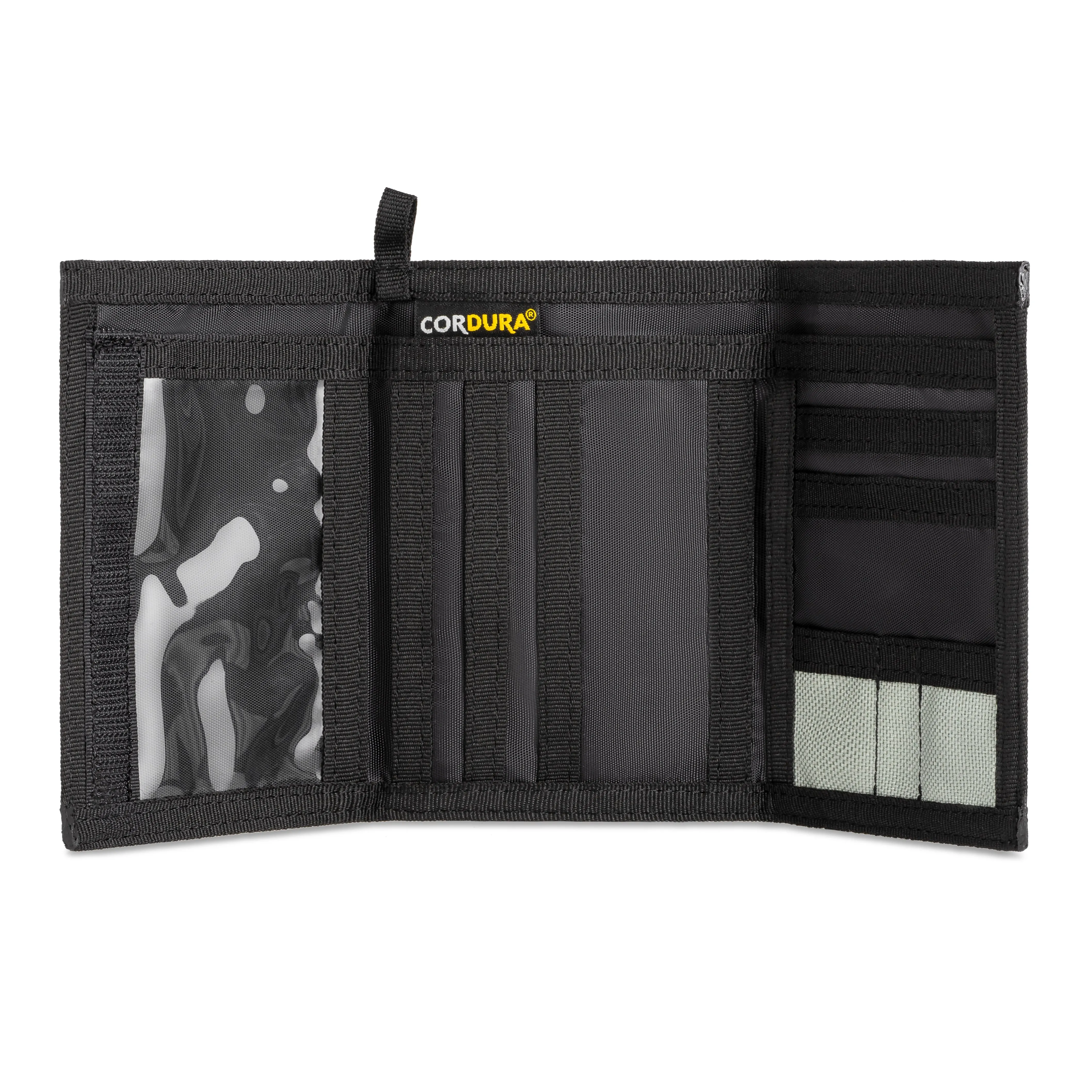 Chameleon Velcro Trifold Mens Wallet-Military Tactical Men Wallets- ID Card Holder - Canvas Thin Front Pocket Travel Wallet-Coin Zipper Pocket-Light Grey