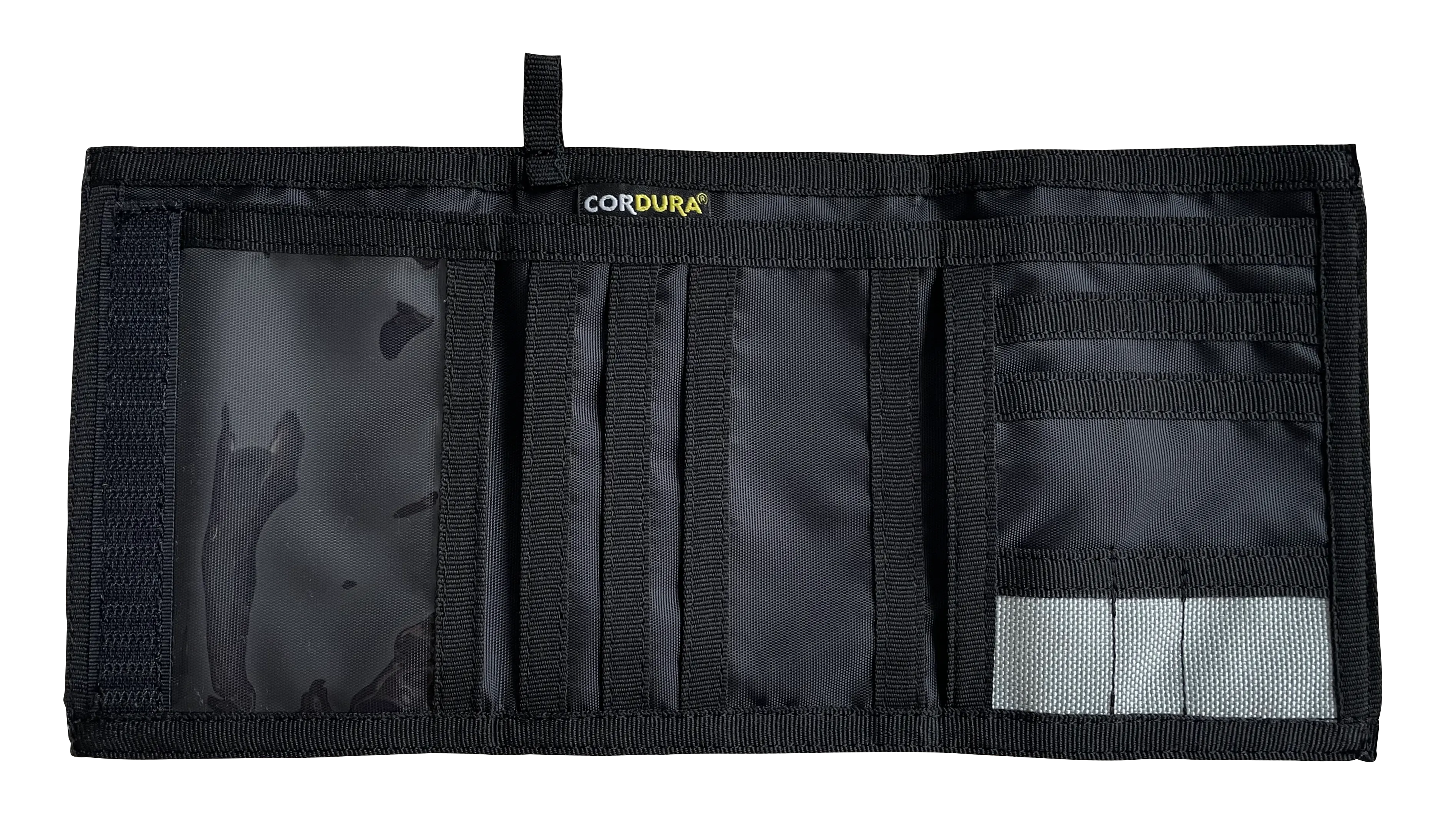Chameleon Velcro Trifold Mens Wallet-Military Tactical Men Wallets- ID Card Holder - Canvas Thin Front Pocket Travel Wallet-Coin Zipper Pocket-Light Grey
