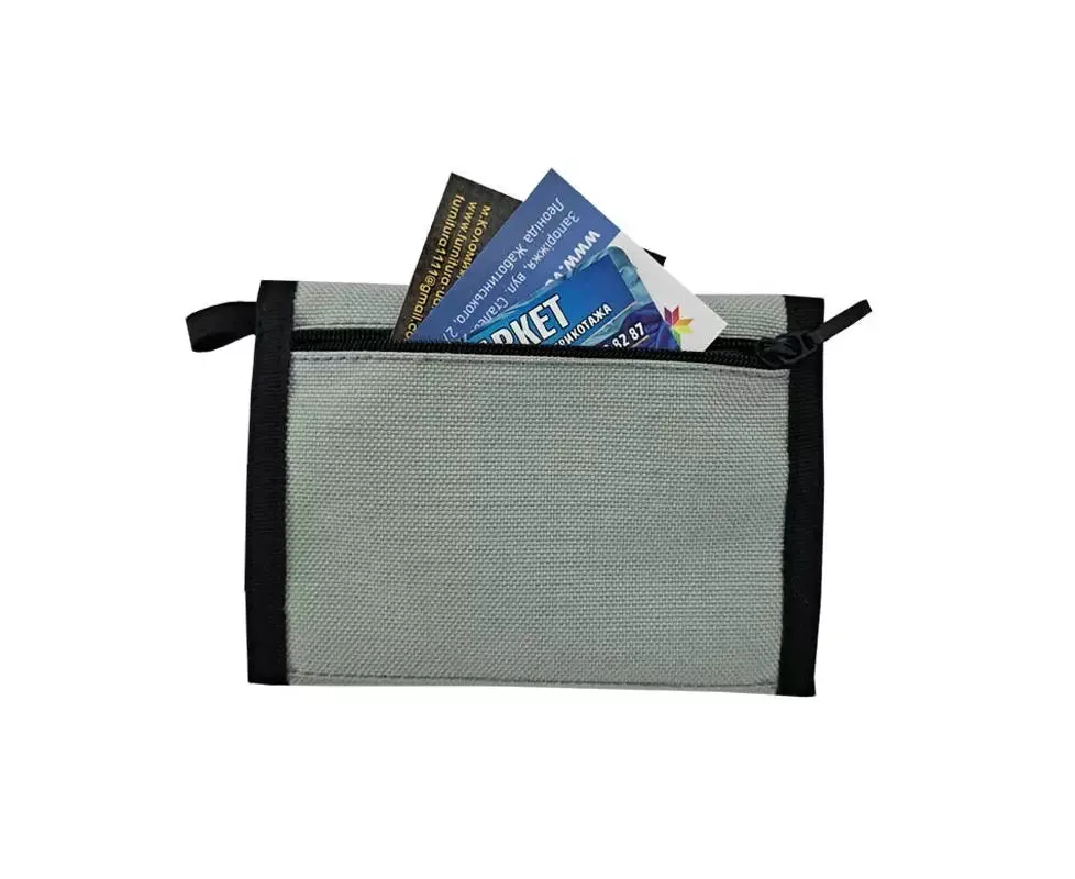 Chameleon Velcro Trifold Mens Wallet-Military Tactical Men Wallets- ID Card Holder - Canvas Thin Front Pocket Travel Wallet-Coin Zipper Pocket-Light Grey