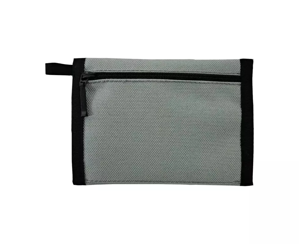 Chameleon Velcro Trifold Mens Wallet-Military Tactical Men Wallets- ID Card Holder - Canvas Thin Front Pocket Travel Wallet-Coin Zipper Pocket-Light Grey