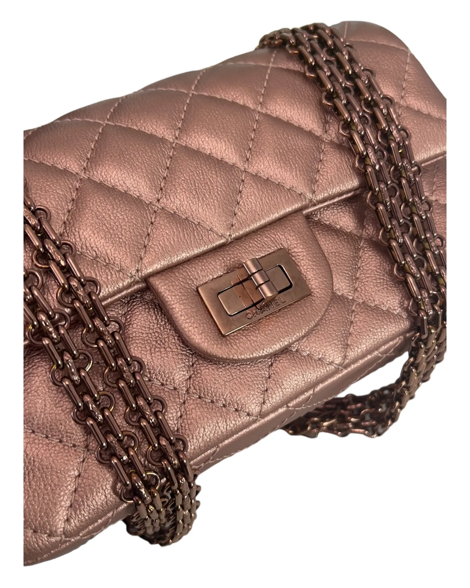 Chanel 2.55 Reissue Mini 22C Rose Gold Calfskin, Pink/Rose Gold Hardware