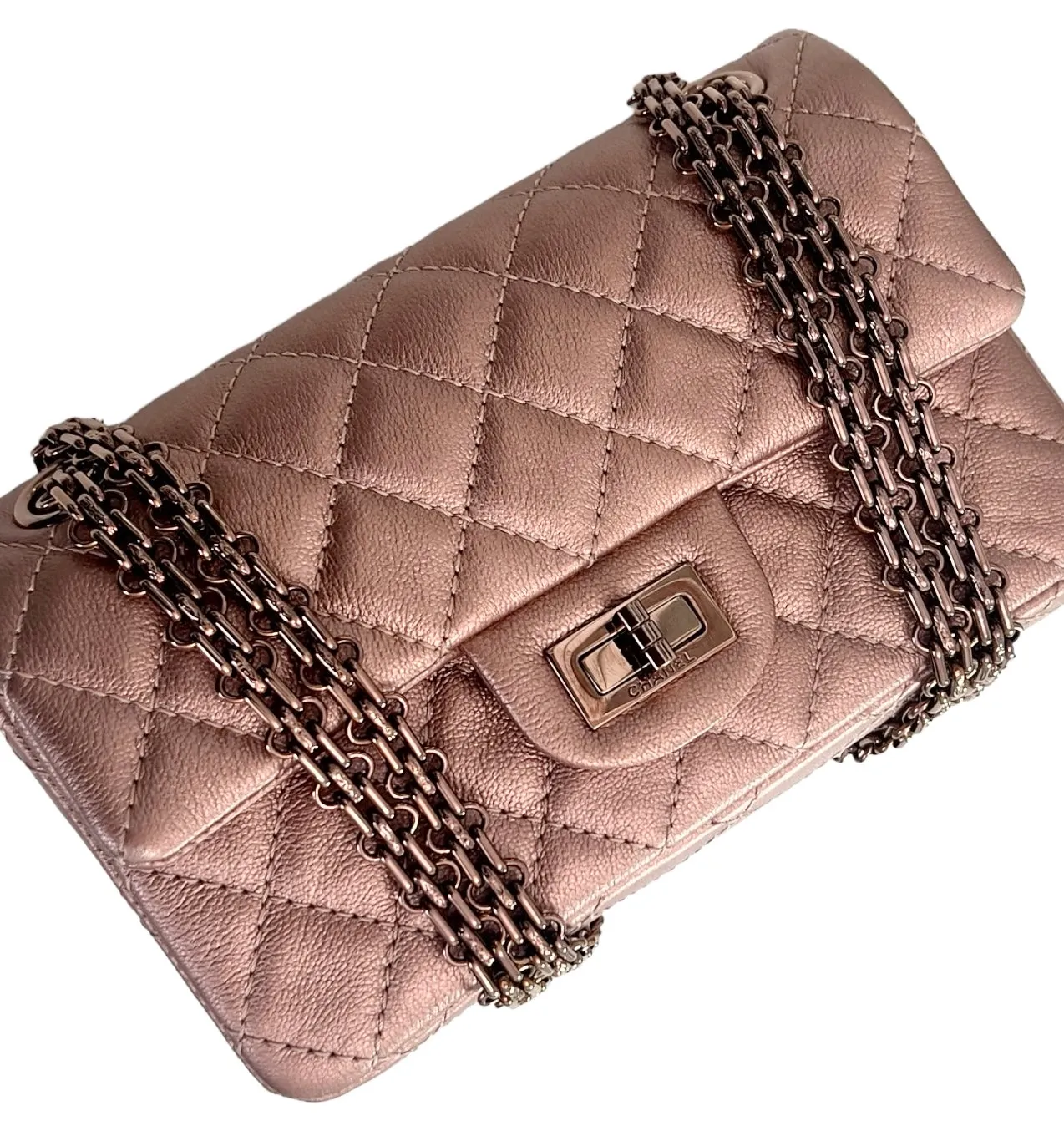Chanel 2.55 Reissue Mini 22C Rose Gold Calfskin, Pink/Rose Gold Hardware