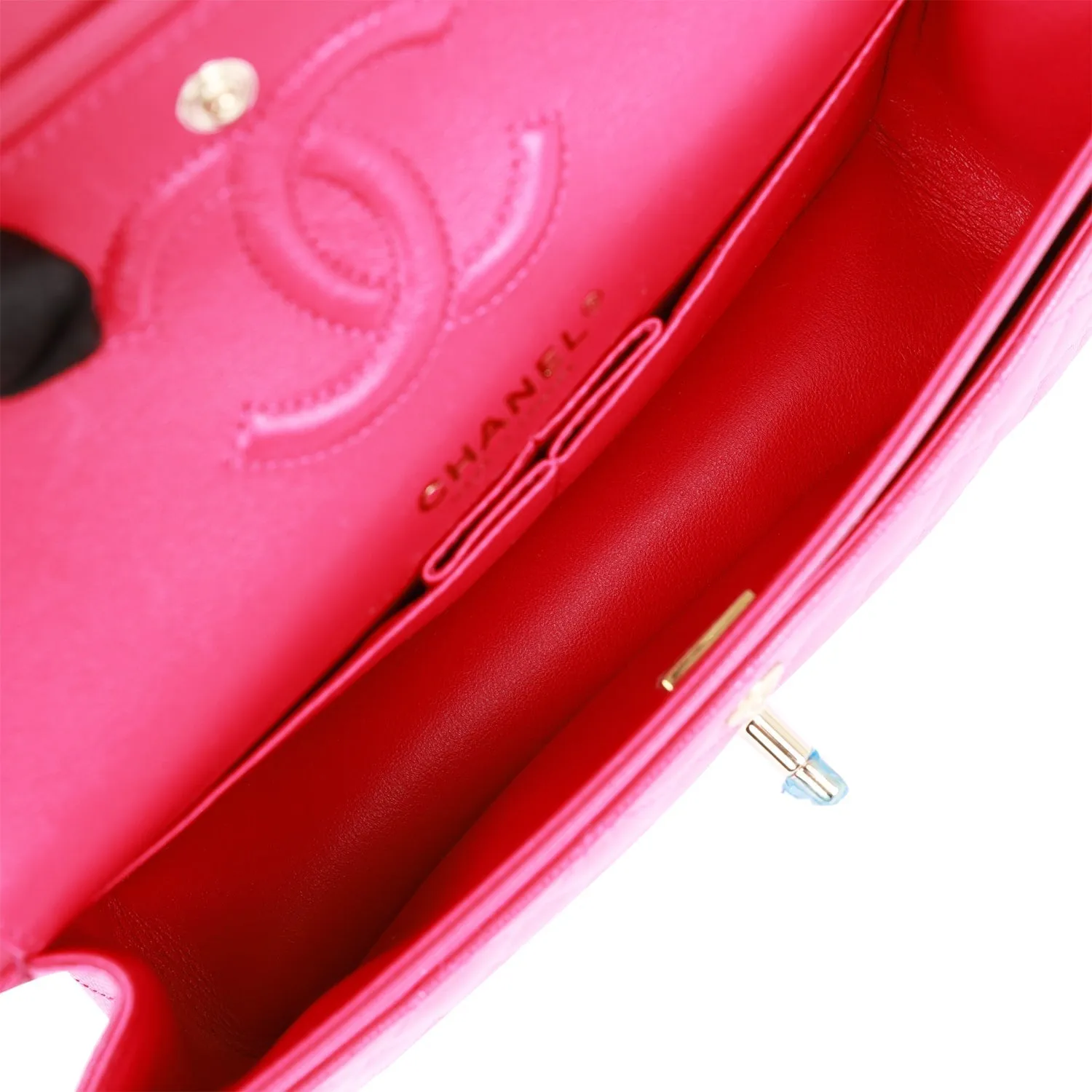 Chanel bag Small Classic Double Flap Fuchsia Caviar Light Gold Hardware