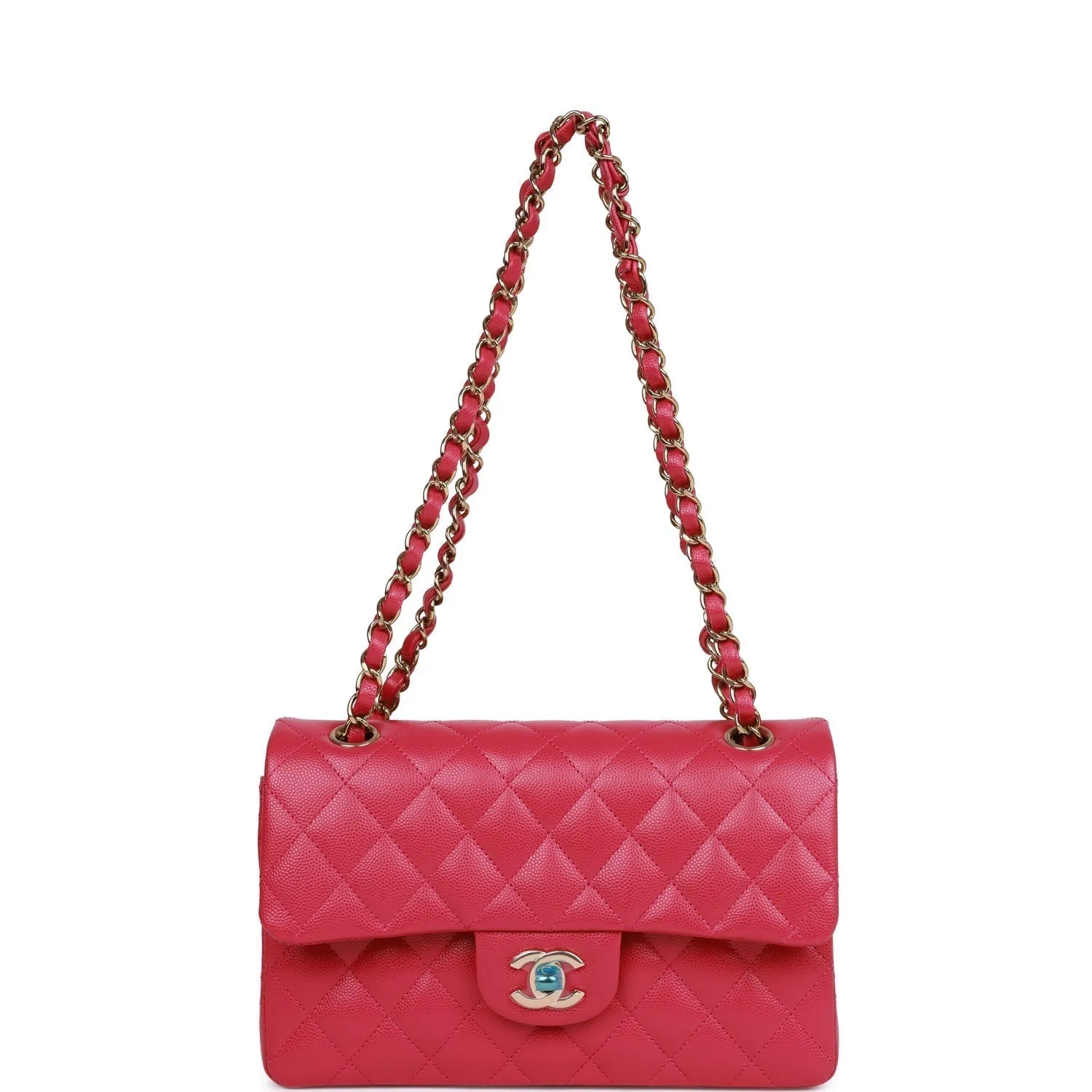 Chanel bag Small Classic Double Flap Fuchsia Caviar Light Gold Hardware