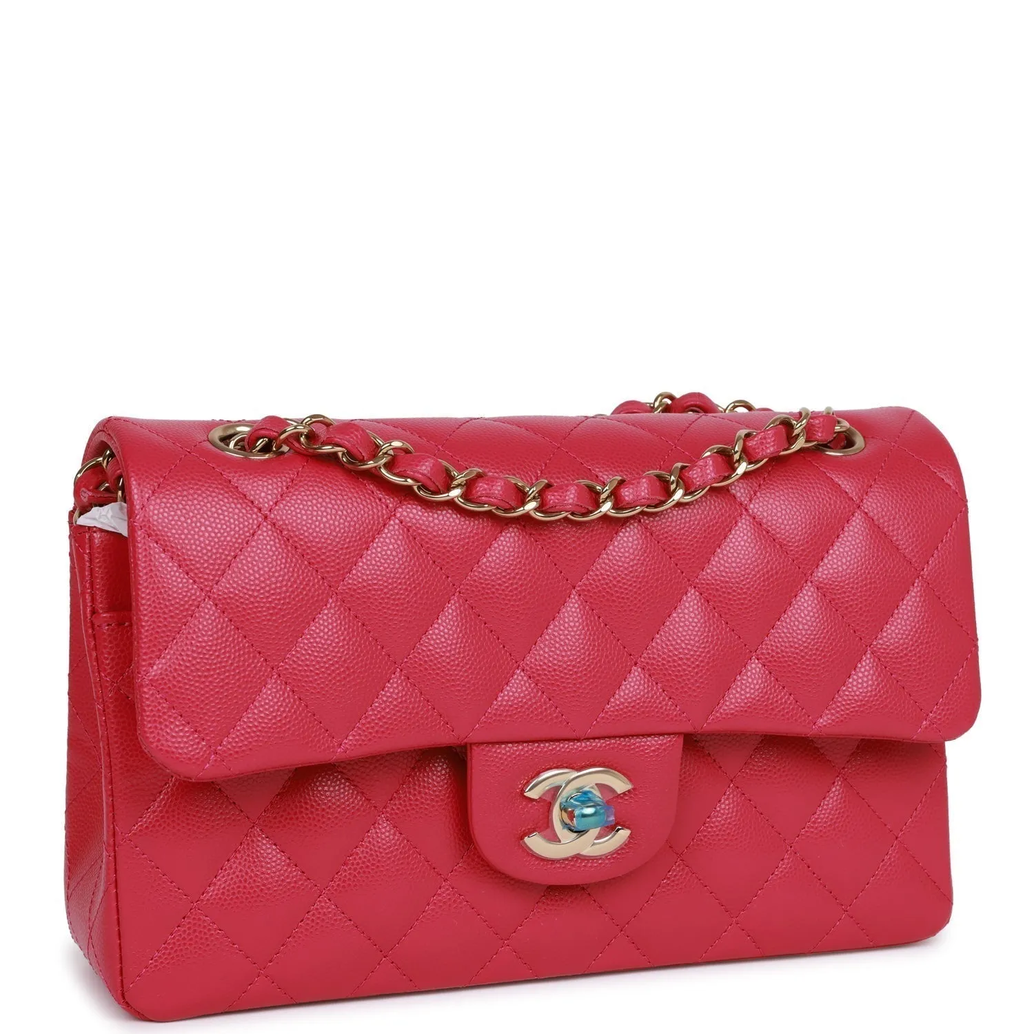 Chanel bag Small Classic Double Flap Fuchsia Caviar Light Gold Hardware