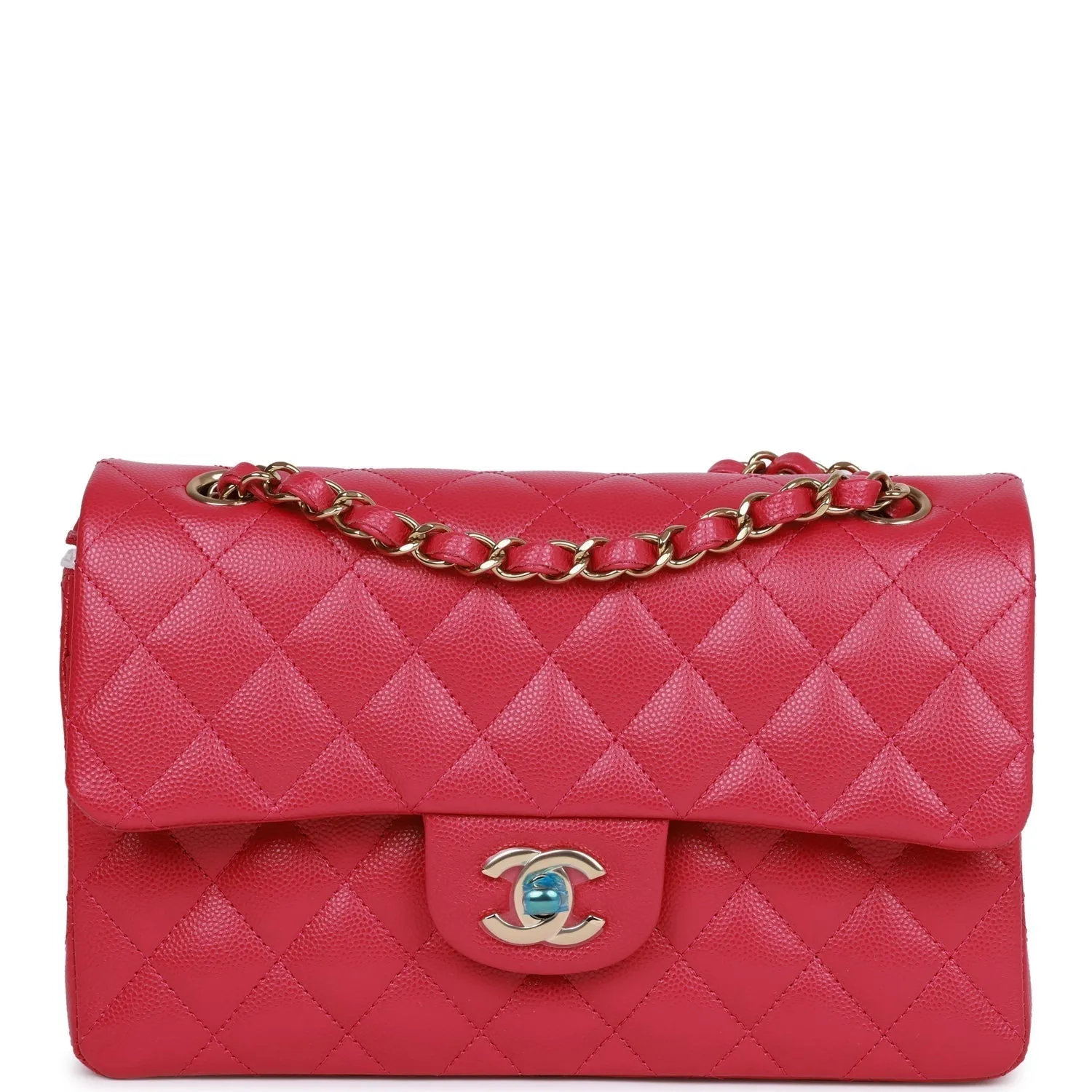Chanel bag Small Classic Double Flap Fuchsia Caviar Light Gold Hardware