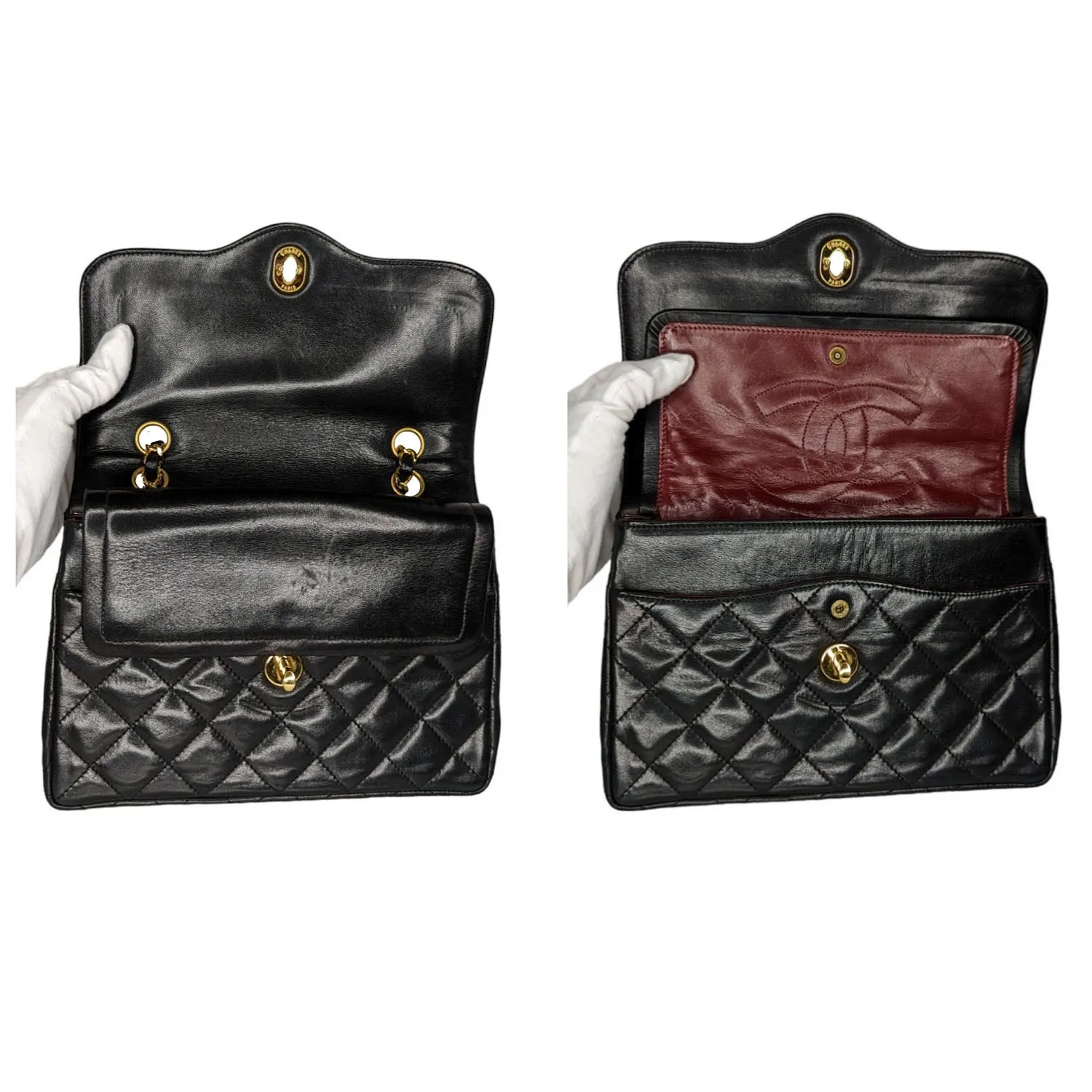 Chanel bag Vintage Black Coco Paris Double Flap Bag