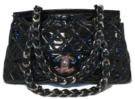 Chanel Black Patent Leather 2 way Classic Flap Shoulder Bag