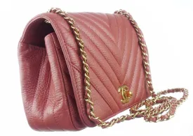 CHANEL dark blush pink chevron leather 2.55 mini rectangular flap bag 2017