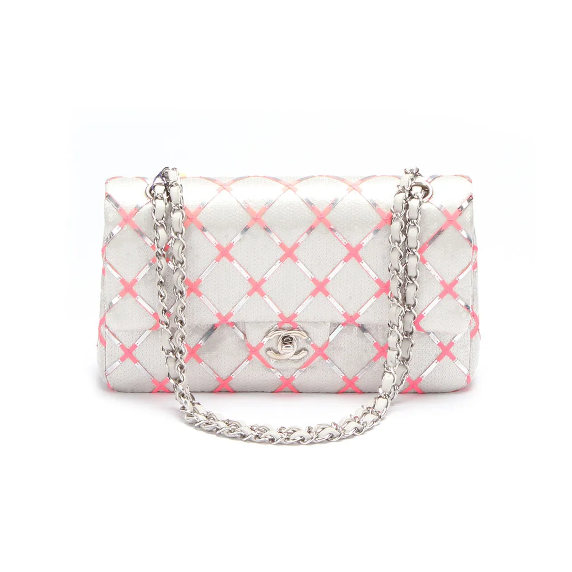 Chanel Gray Plastic Classic Flap shoulder bag