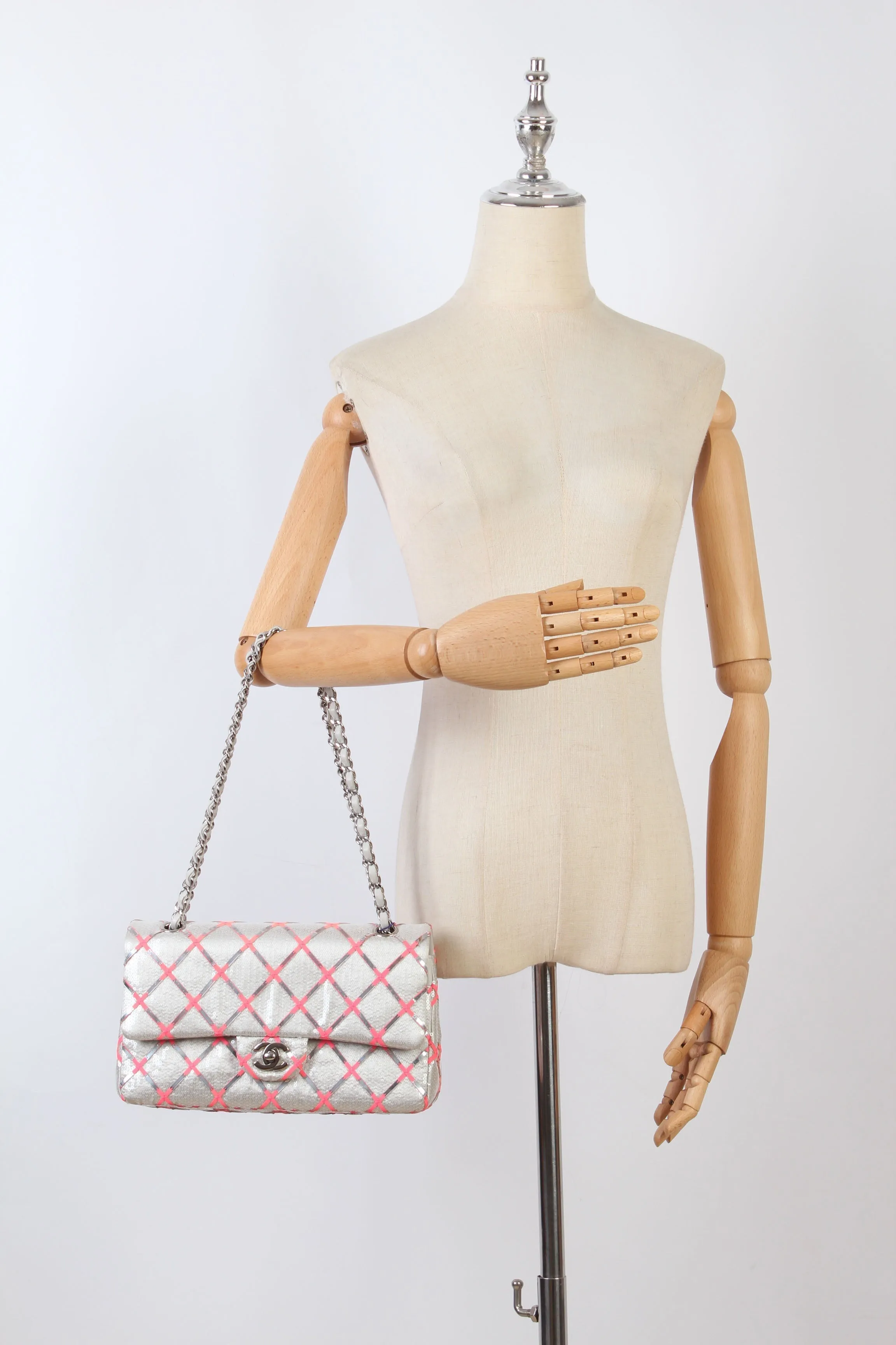 Chanel Gray Plastic Classic Flap shoulder bag