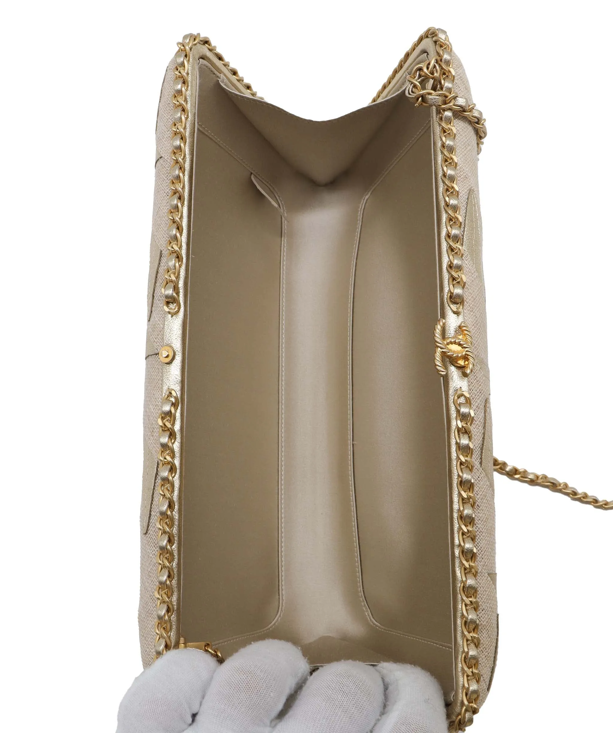 Chanel Greece Box Clutch Raffia with Leather- DXBS2771