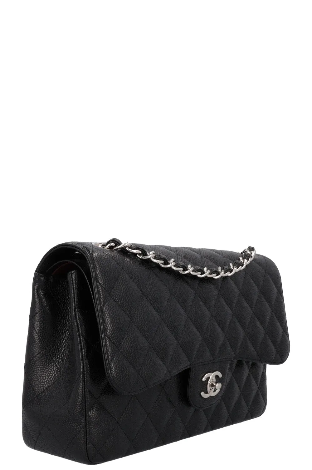 CHANEL Large Classic Double Flap Caviar Black