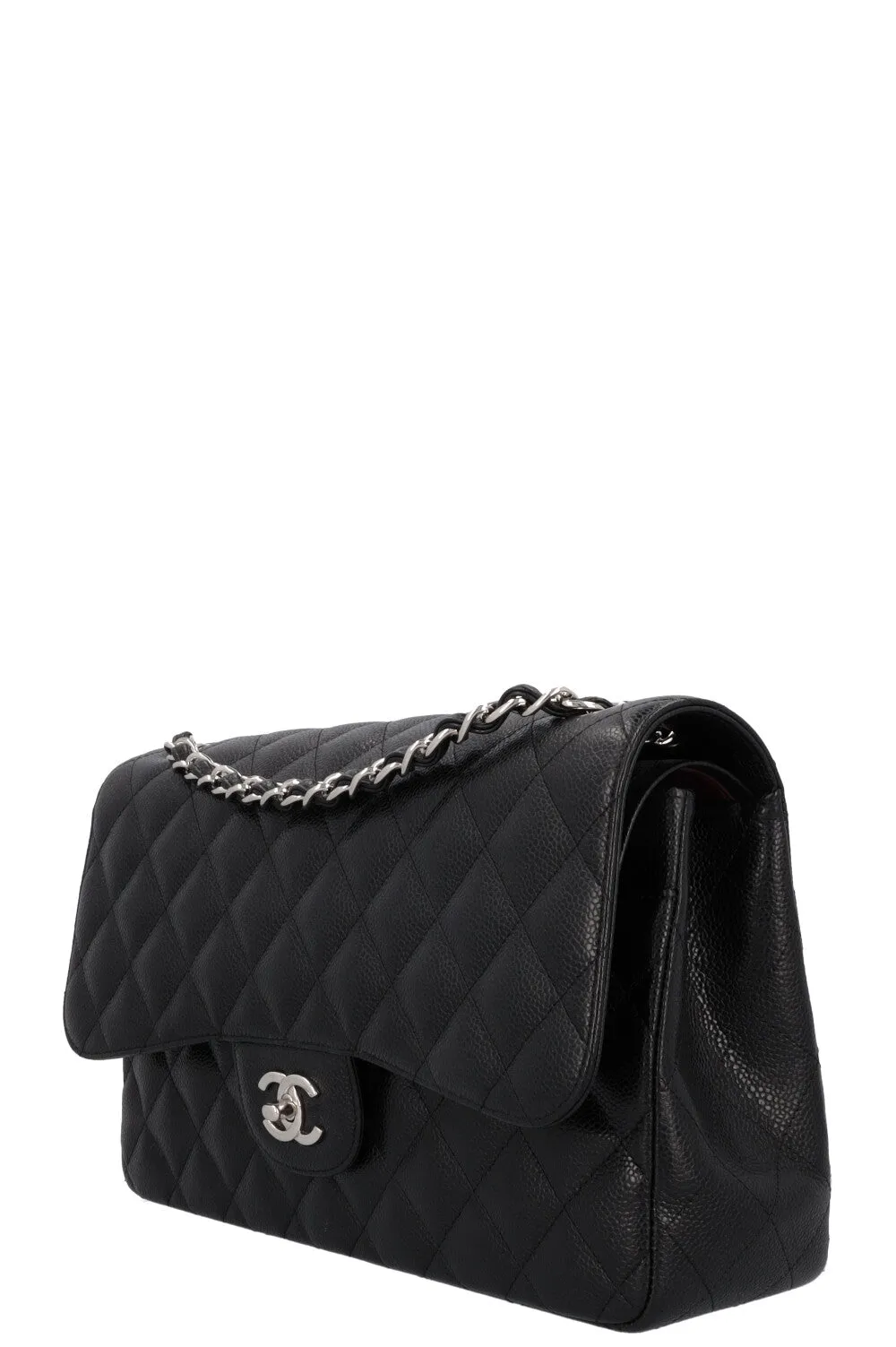 CHANEL Large Classic Double Flap Caviar Black