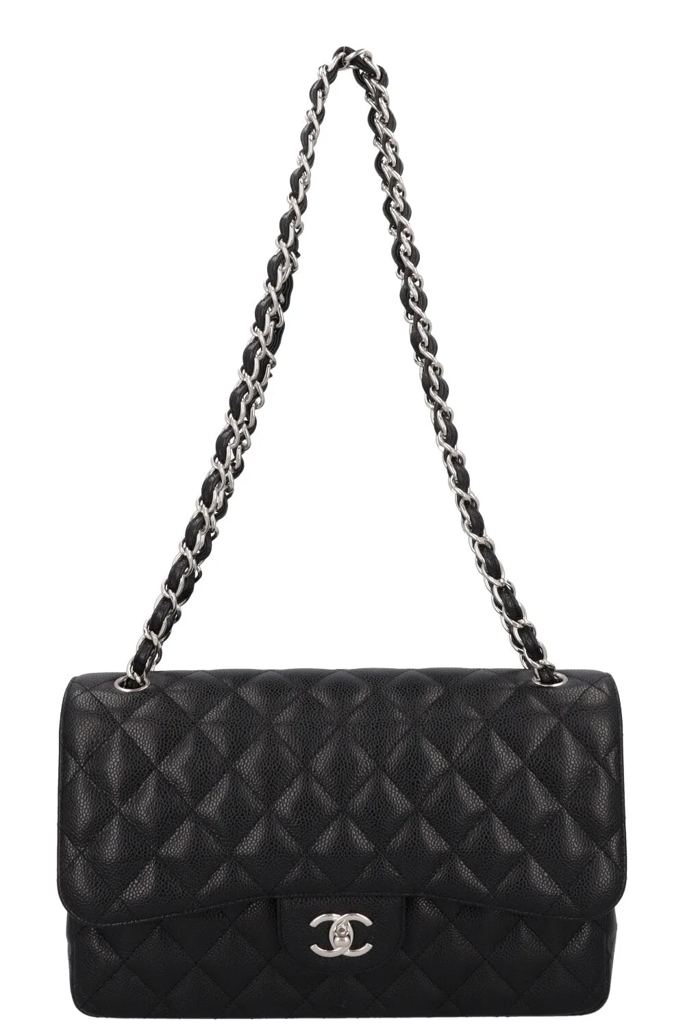 CHANEL Large Classic Double Flap Caviar Black