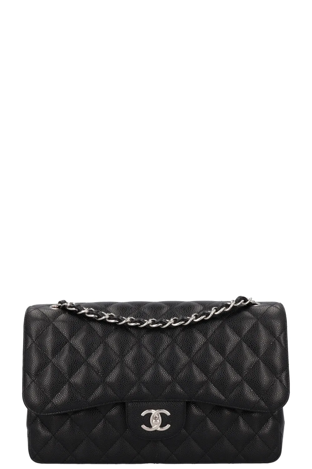 CHANEL Large Classic Double Flap Caviar Black