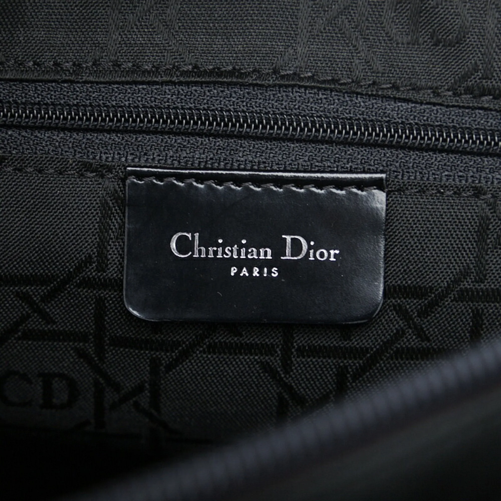 CHRISTIAN DIOR Dior Cannage HandBag Shoulder Bag Black Nylon Plastic Ladies