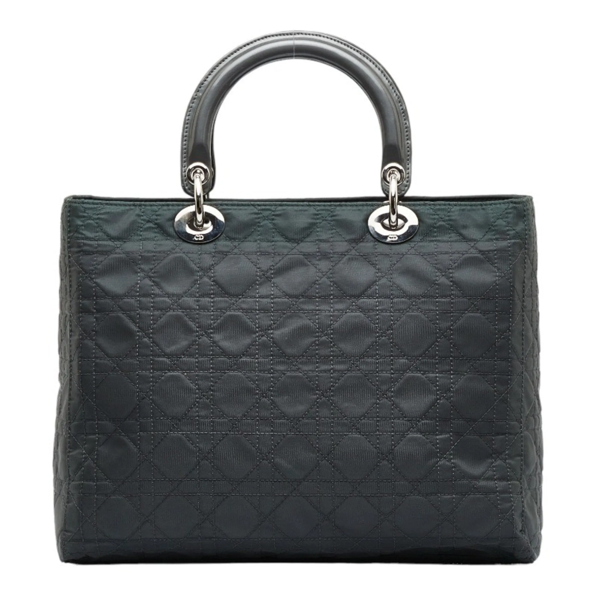 CHRISTIAN DIOR Dior Cannage HandBag Shoulder Bag Black Nylon Plastic Ladies