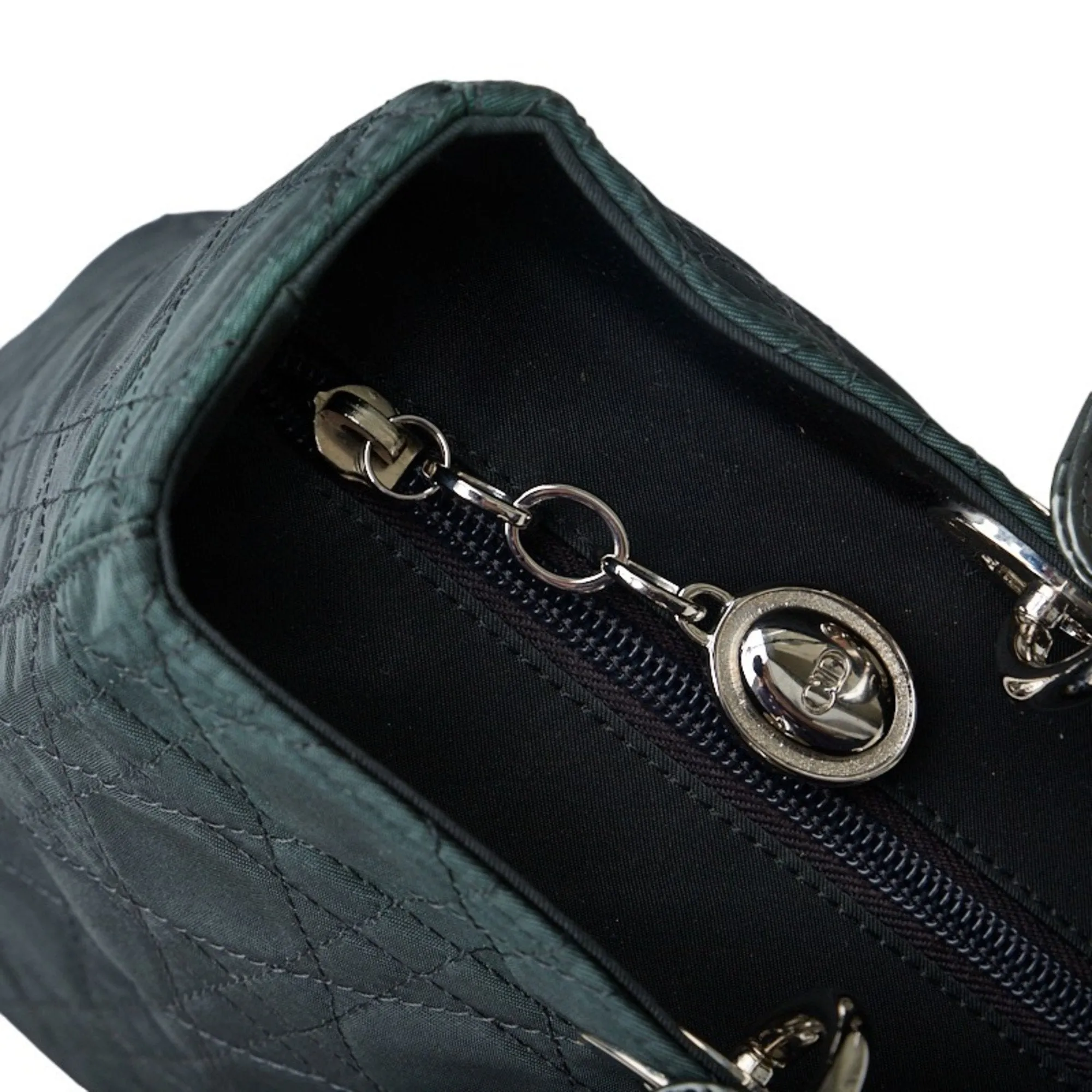 CHRISTIAN DIOR Dior Cannage HandBag Shoulder Bag Black Nylon Plastic Ladies