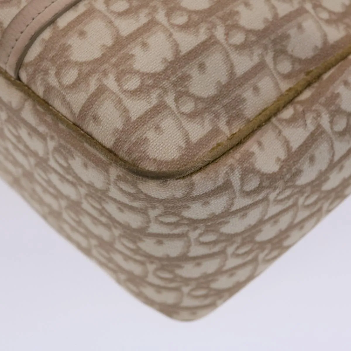 CHRISTIAN DIOR Trotter Canvas Tote Bag PVC Leather Beige Auth 49112