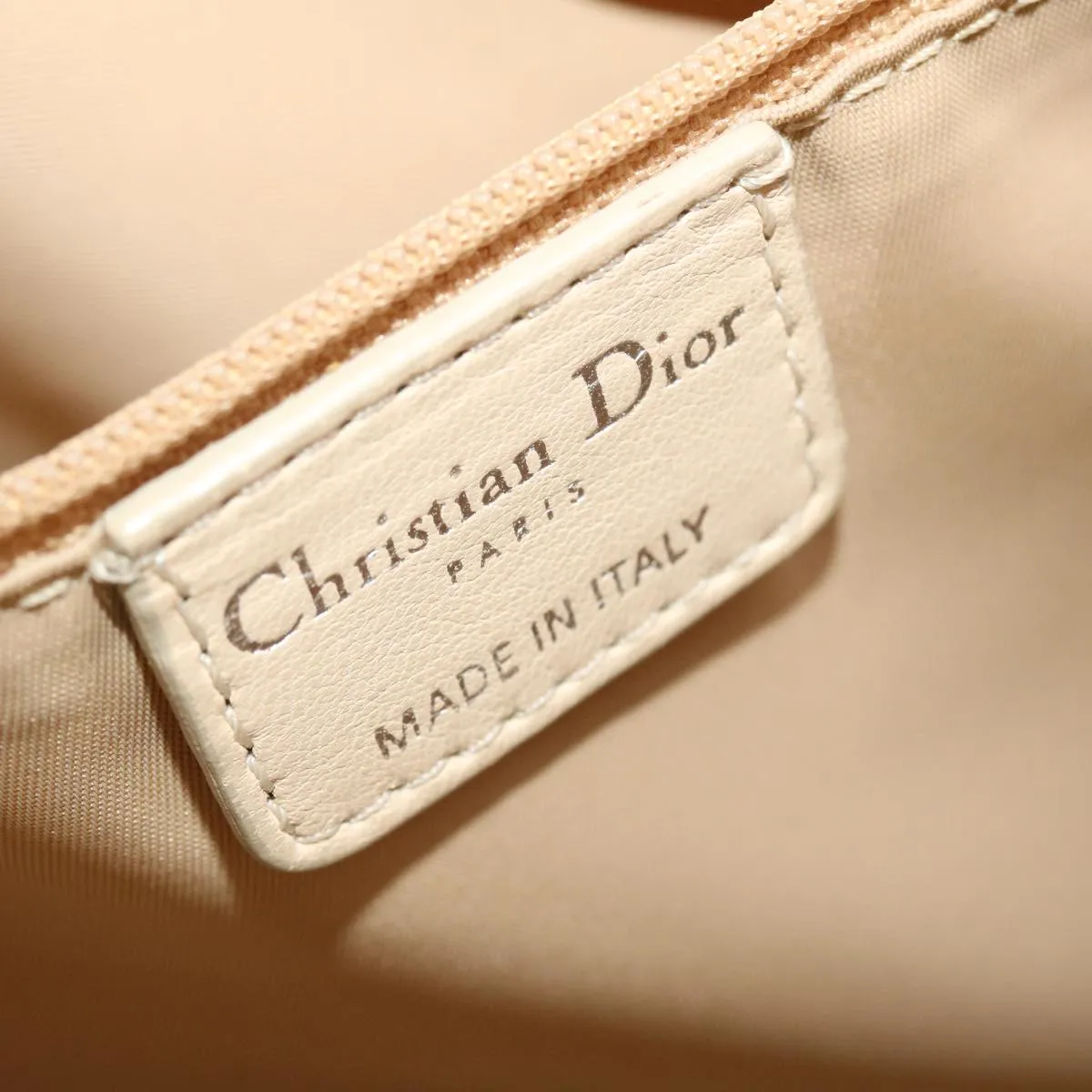 CHRISTIAN DIOR Trotter Canvas Tote Bag PVC Leather Beige Auth 49112