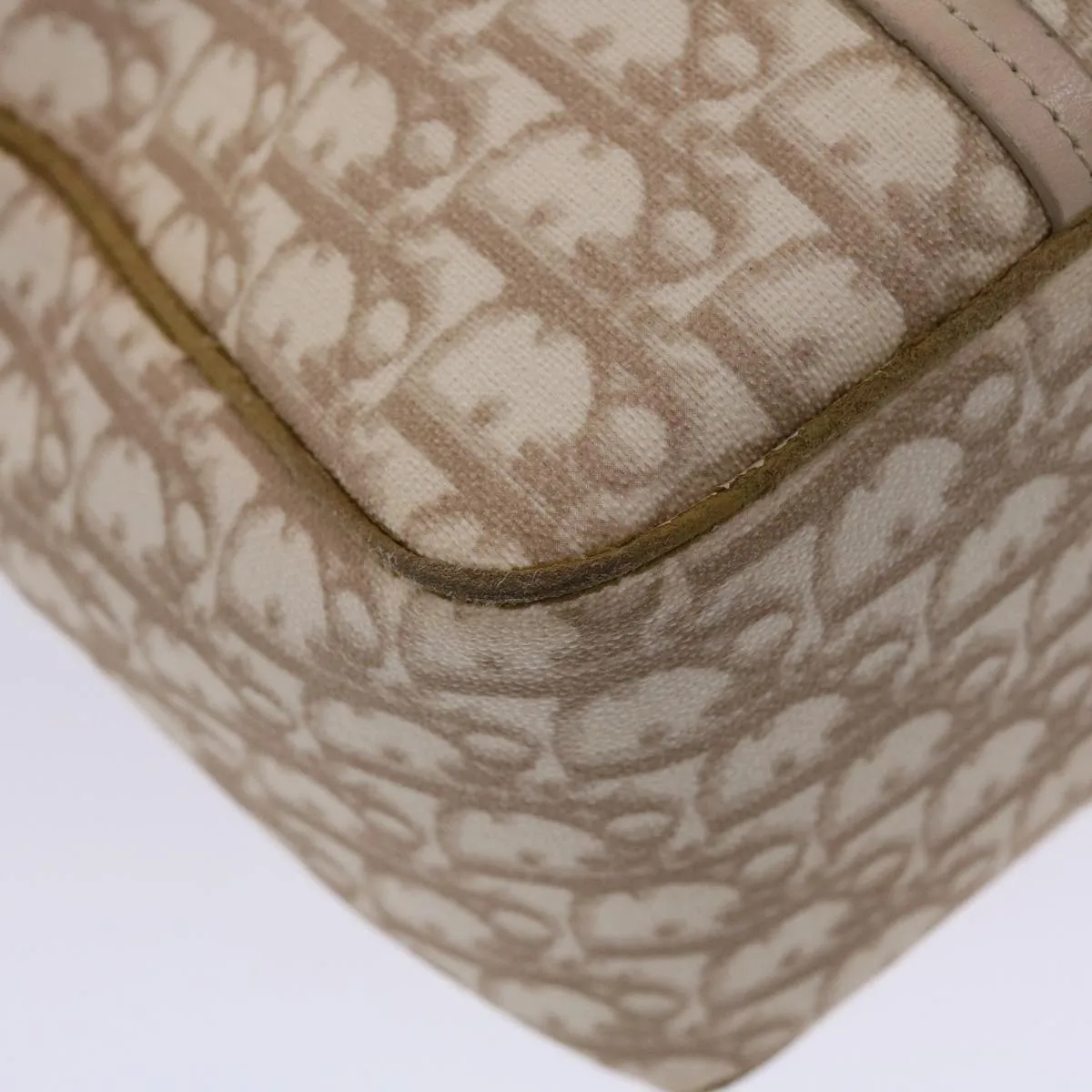 CHRISTIAN DIOR Trotter Canvas Tote Bag PVC Leather Beige Auth 49112