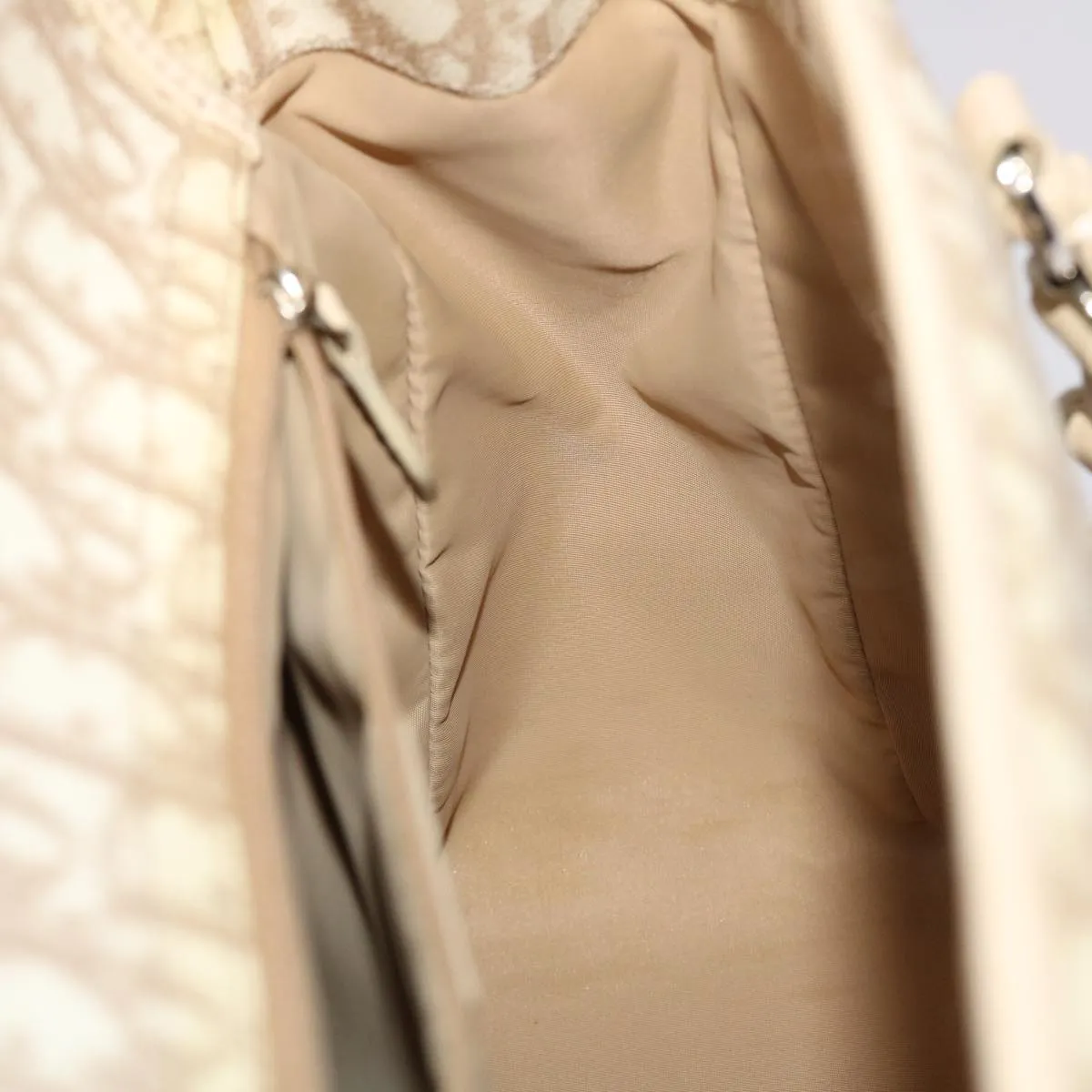 CHRISTIAN DIOR Trotter Canvas Tote Bag PVC Leather Beige Auth 49112