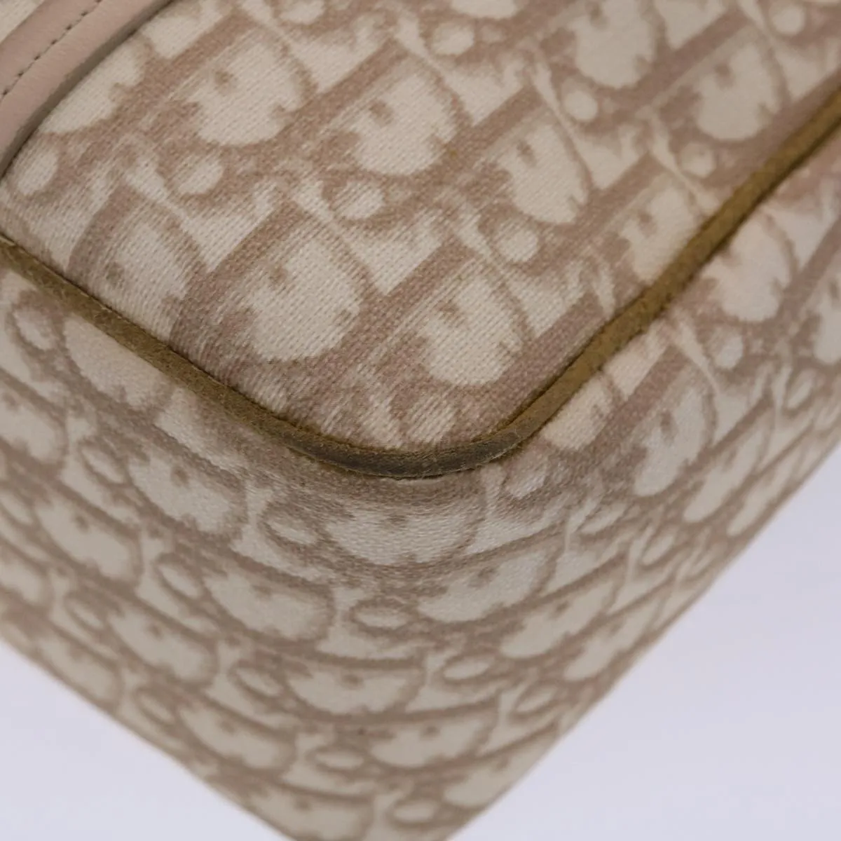 CHRISTIAN DIOR Trotter Canvas Tote Bag PVC Leather Beige Auth 49112