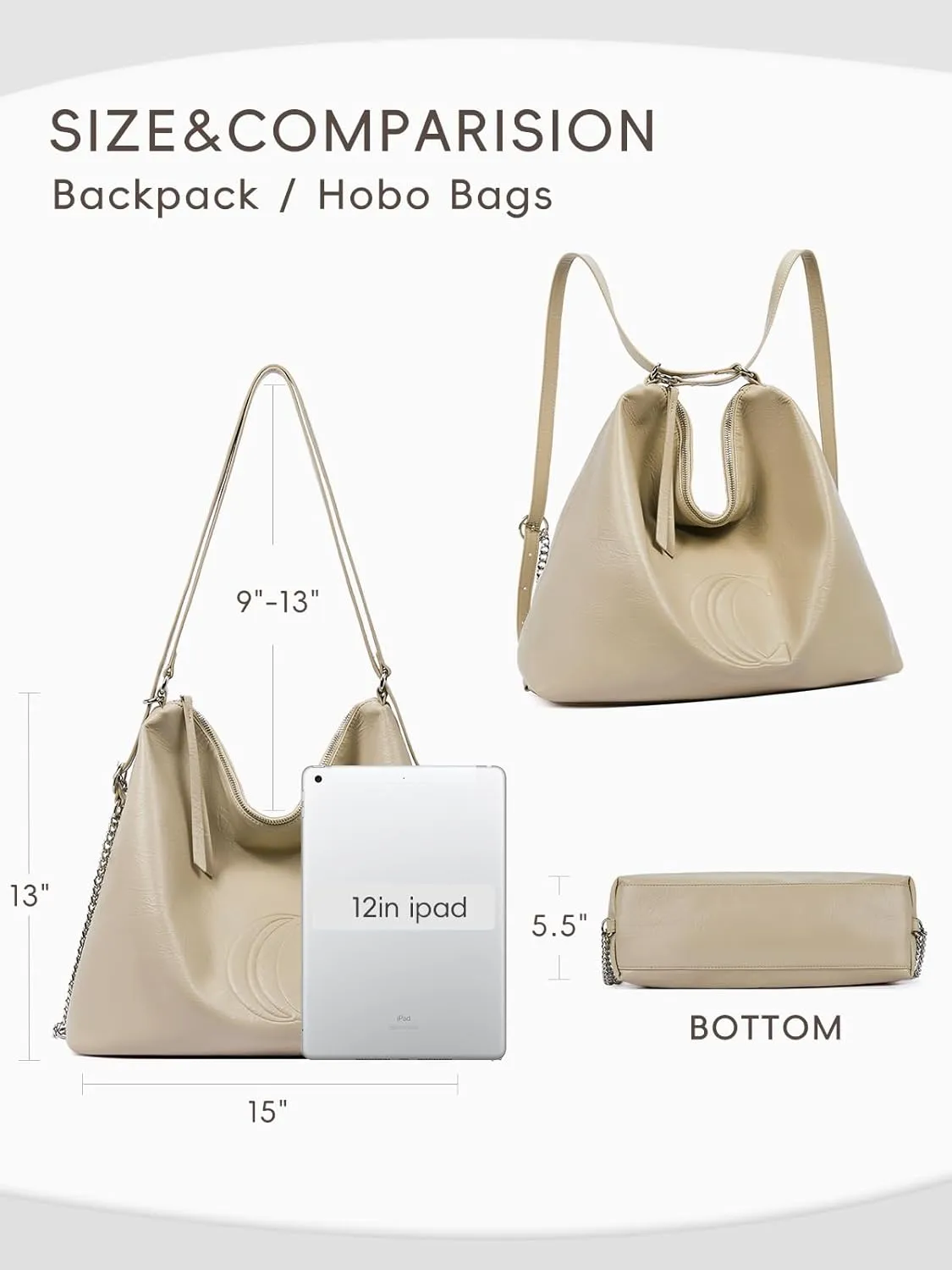 CLUCI Hobo bags Shoulder Bag handbags Backpack Purse for Women Leather Large Fashion Travel Convertible Multipurpose