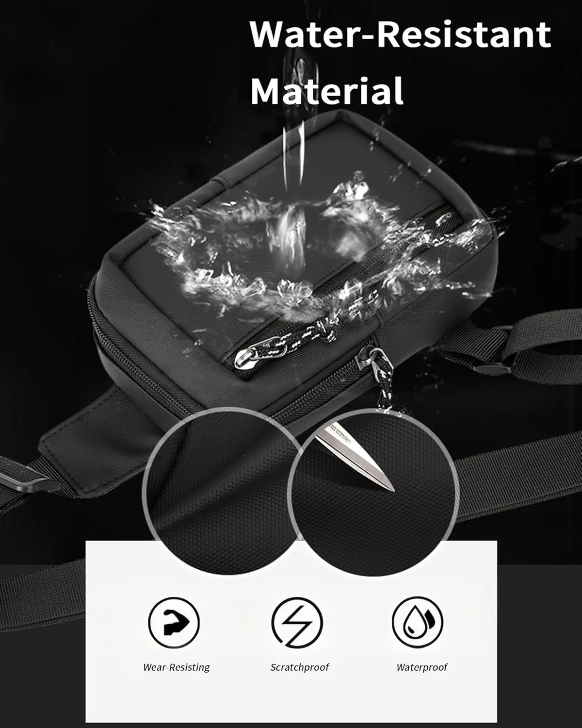 Crossbody Bag for Men Women Waterproof Sling Bag Casual Portable Chest Bag for Travel Workout Hiking Mini Sling Bag Black