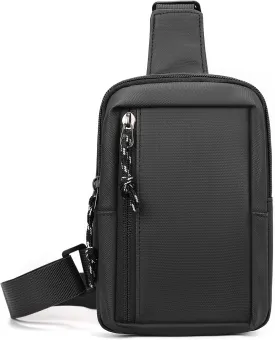 Crossbody Bag for Men Women Waterproof Sling Bag Casual Portable Chest Bag for Travel Workout Hiking Mini Sling Bag Black