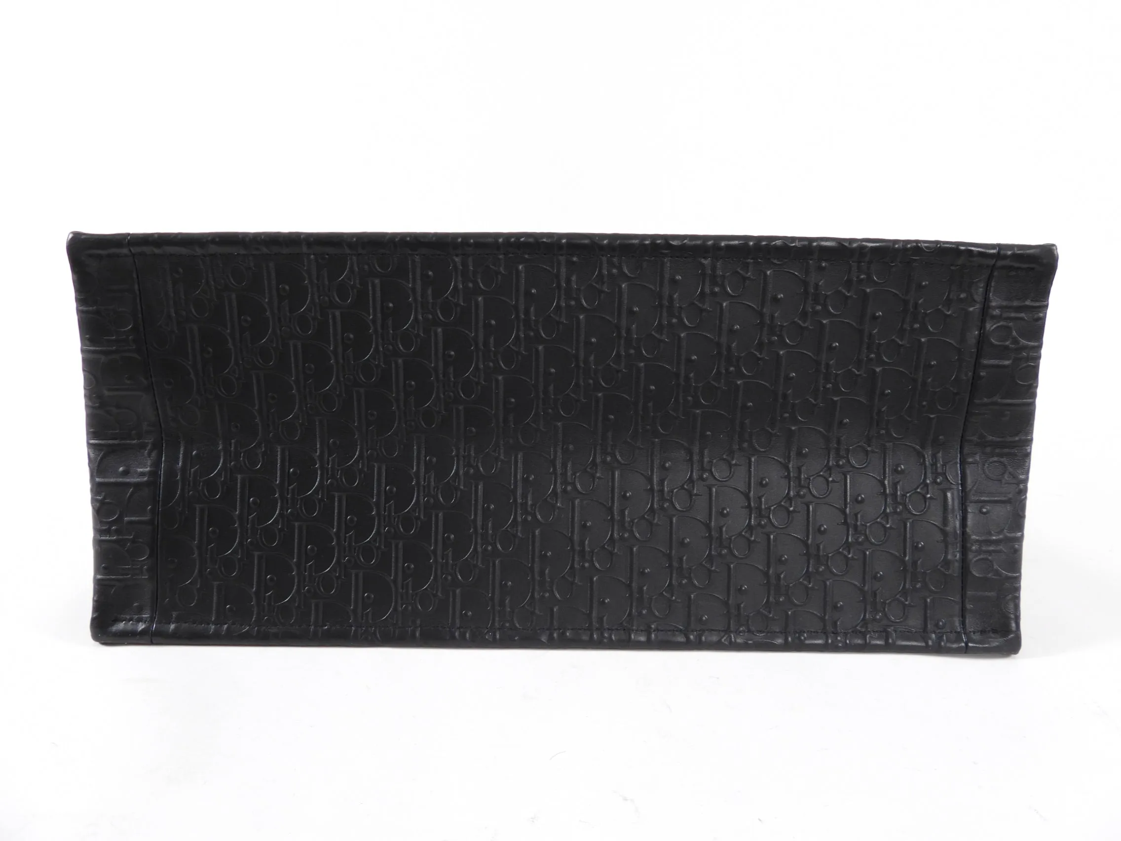 Dior Black Leather Embossed Large Book Tote Bag