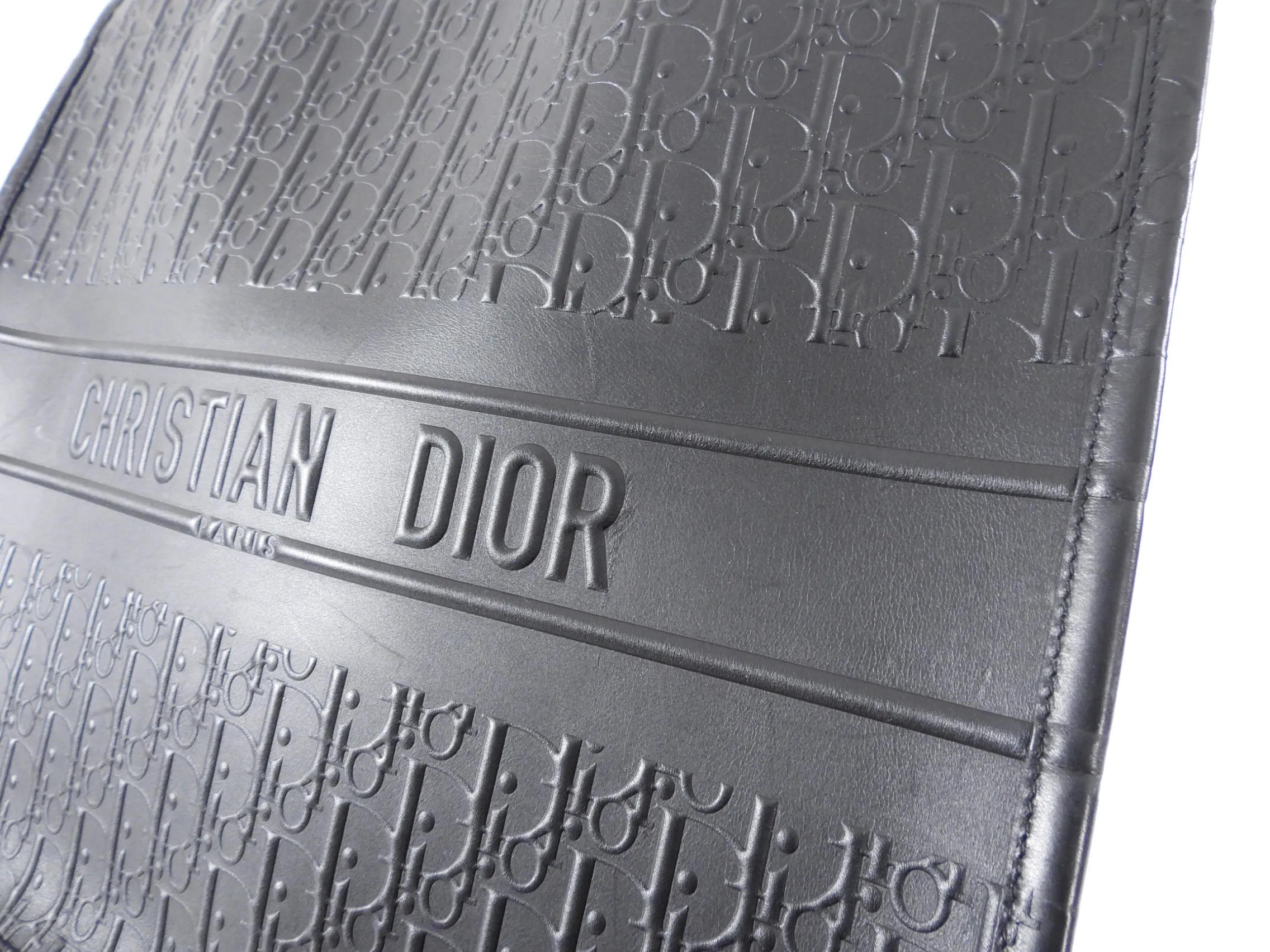 Dior Black Leather Embossed Large Book Tote Bag