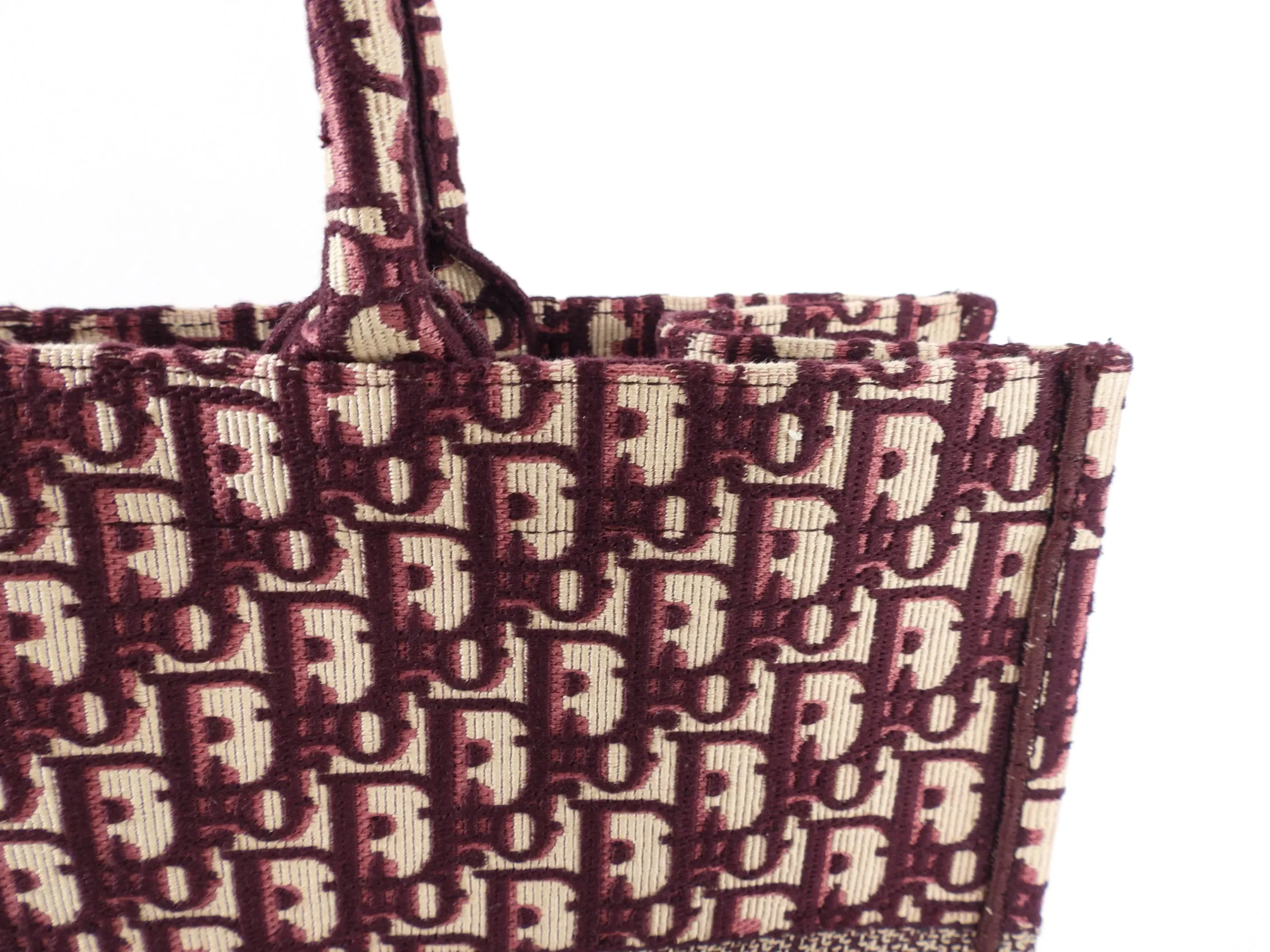 Dior Monogram Burgundy Trotter Oblique Book Tote Bag