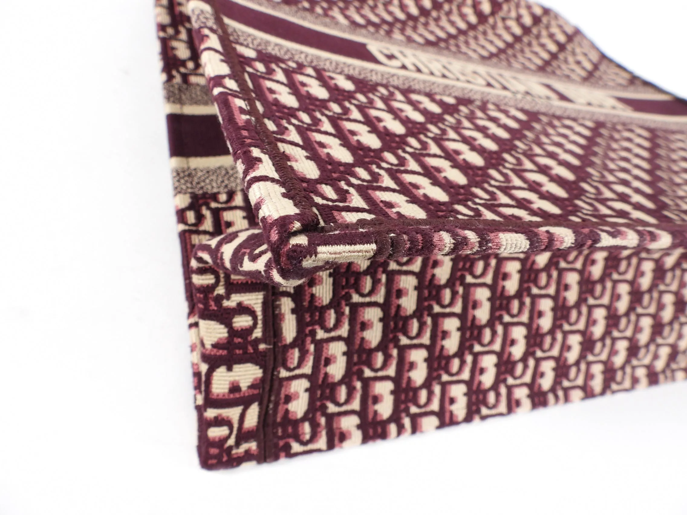 Dior Monogram Burgundy Trotter Oblique Book Tote Bag