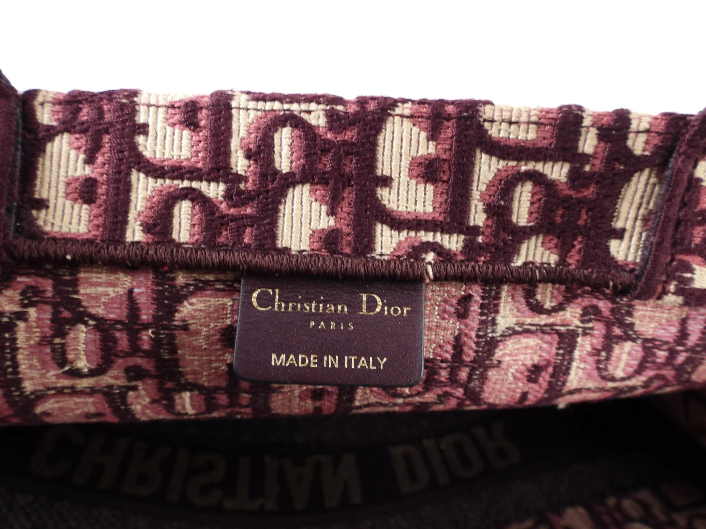 Dior Monogram Burgundy Trotter Oblique Book Tote Bag