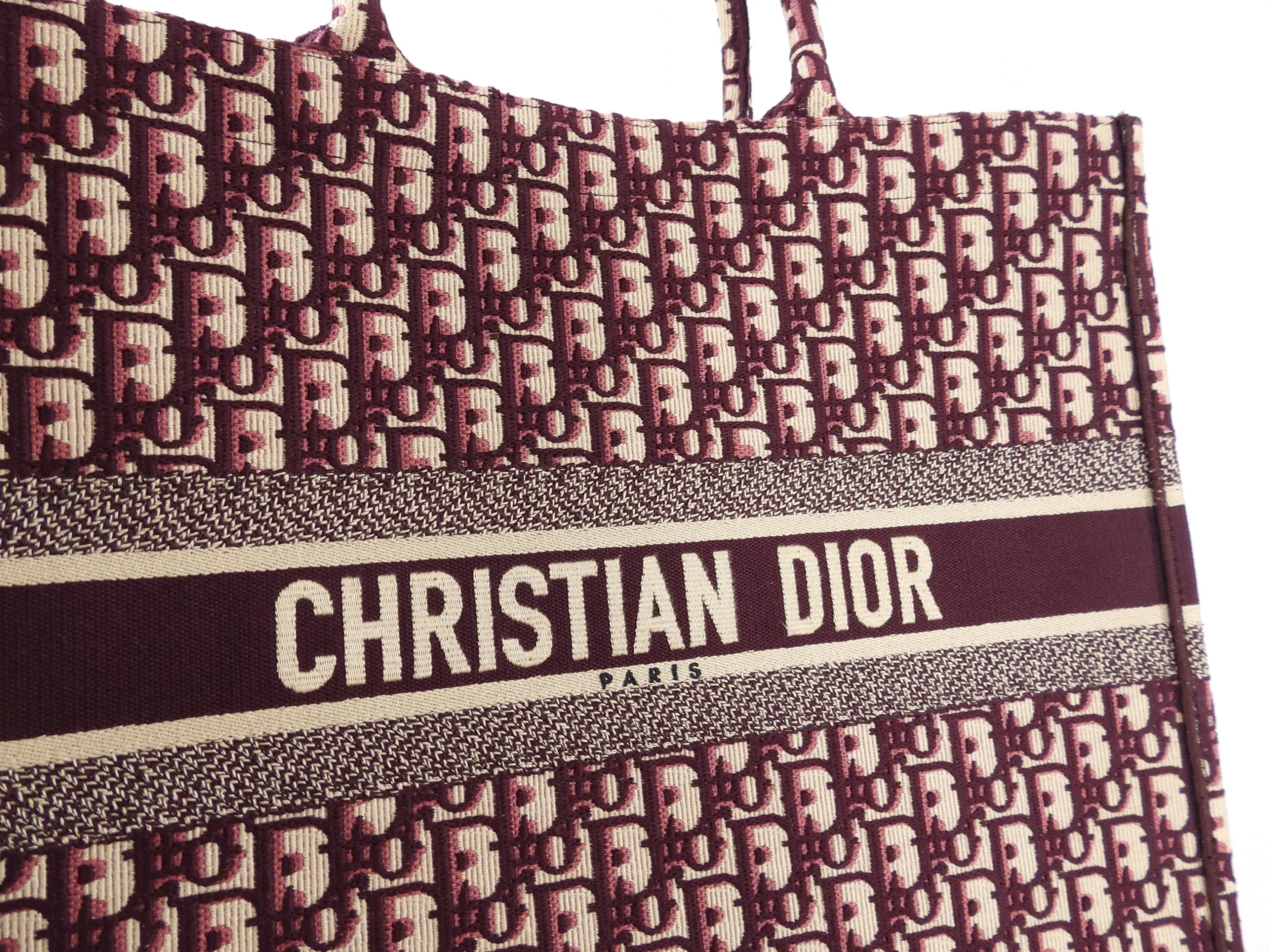 Dior Monogram Burgundy Trotter Oblique Book Tote Bag