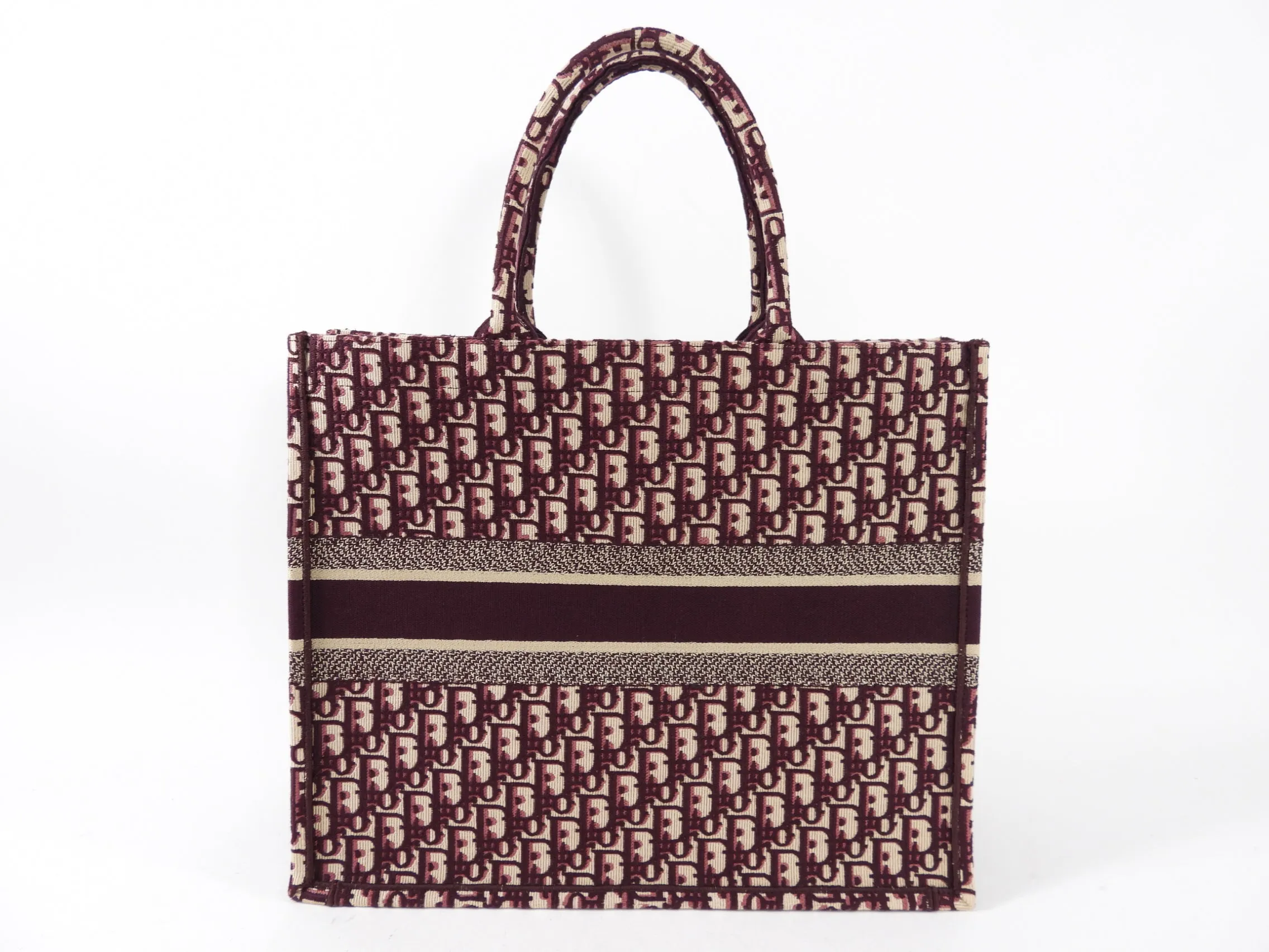 Dior Monogram Burgundy Trotter Oblique Book Tote Bag