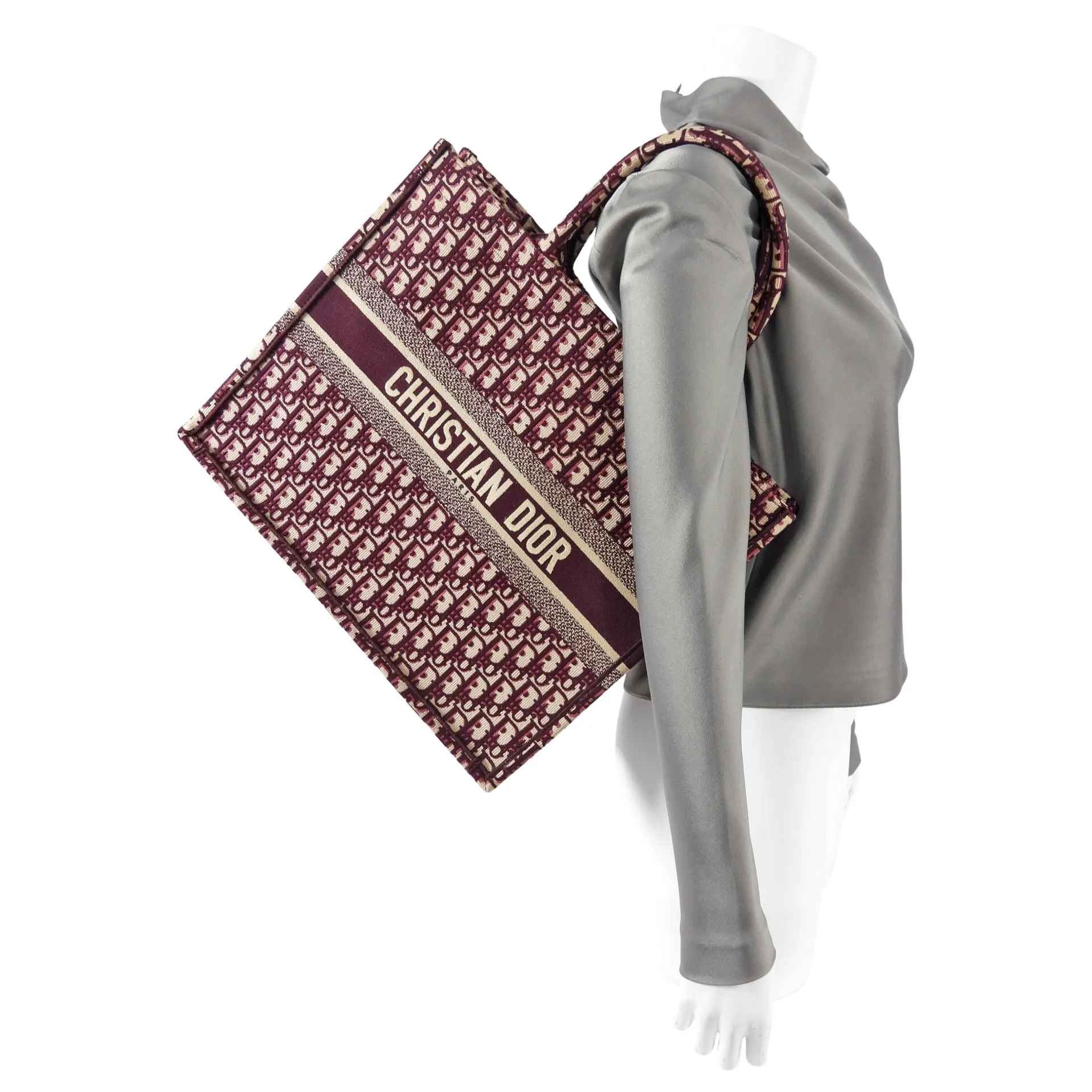 Dior Monogram Burgundy Trotter Oblique Book Tote Bag